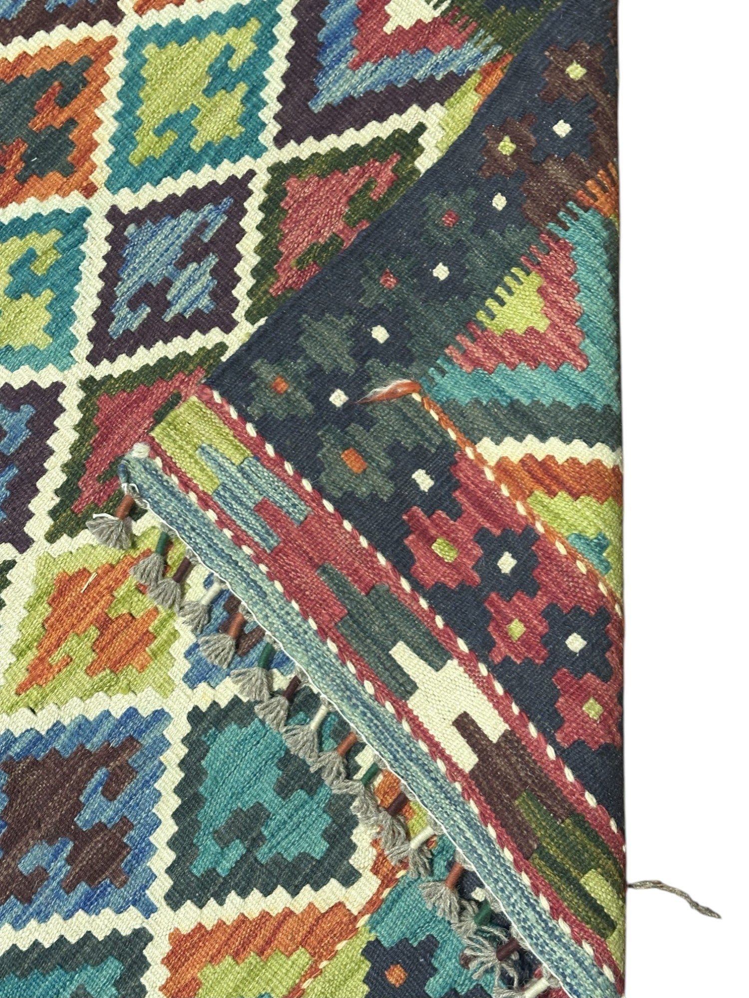 Hand-Woven Afghani Kilim Wool Rug 6'6" x 10'