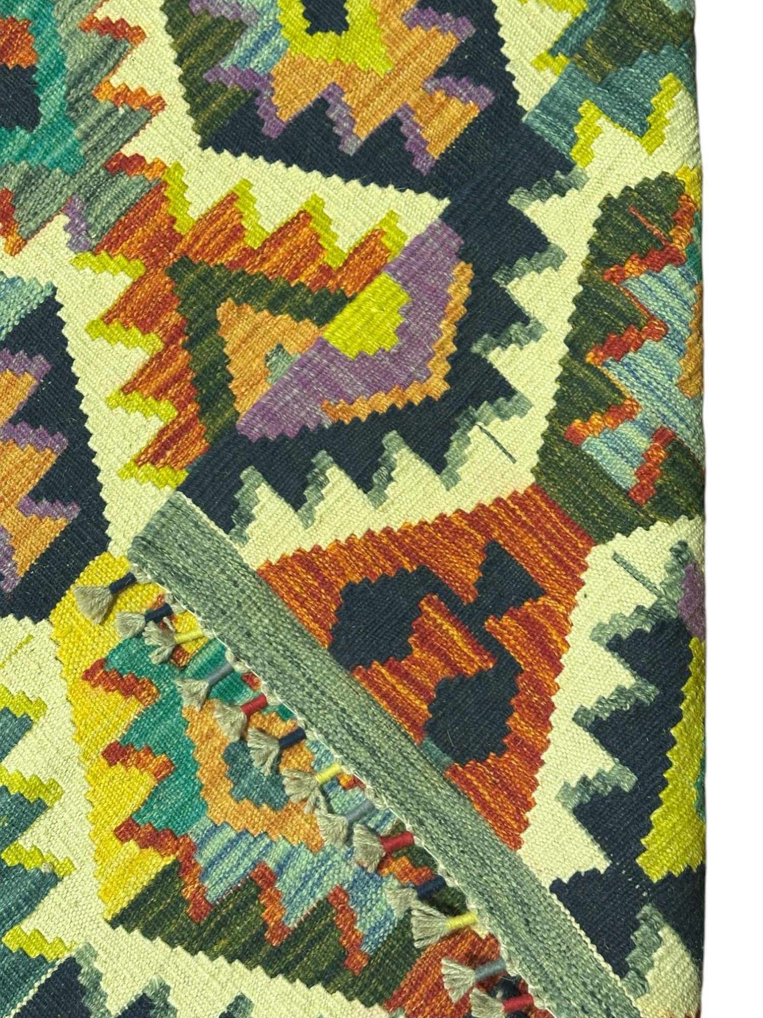 Hand-Woven Afghani Kilim Wool Rug 7'2" x 9'9"