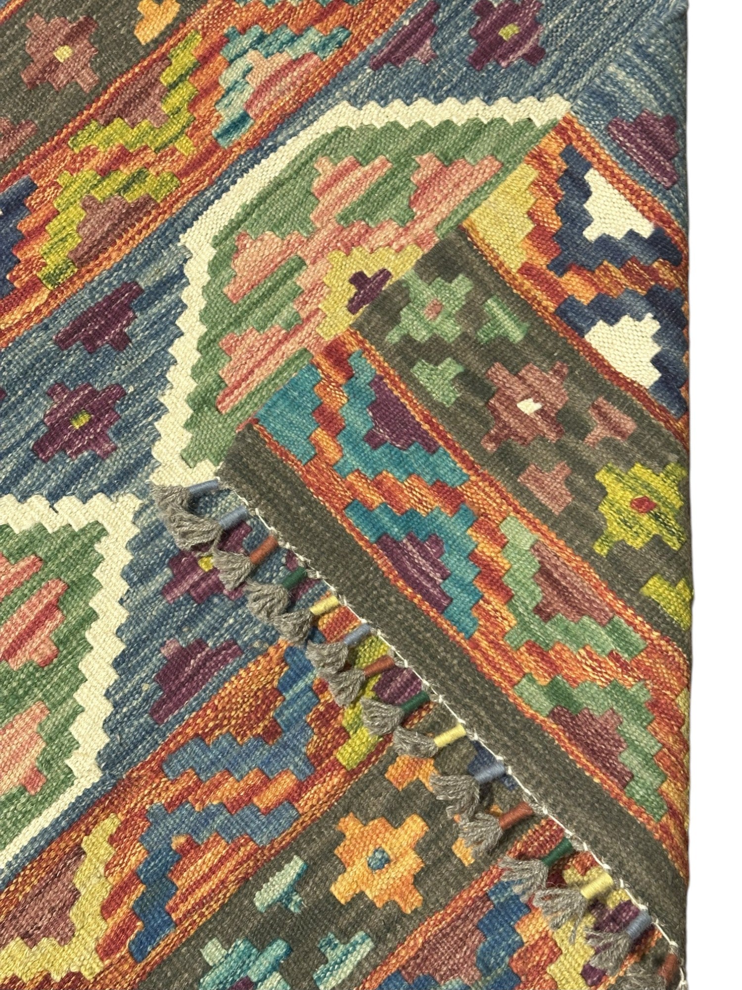 Hand-Woven Afghani Kilim Wool Rug 6'6" x 10'1"