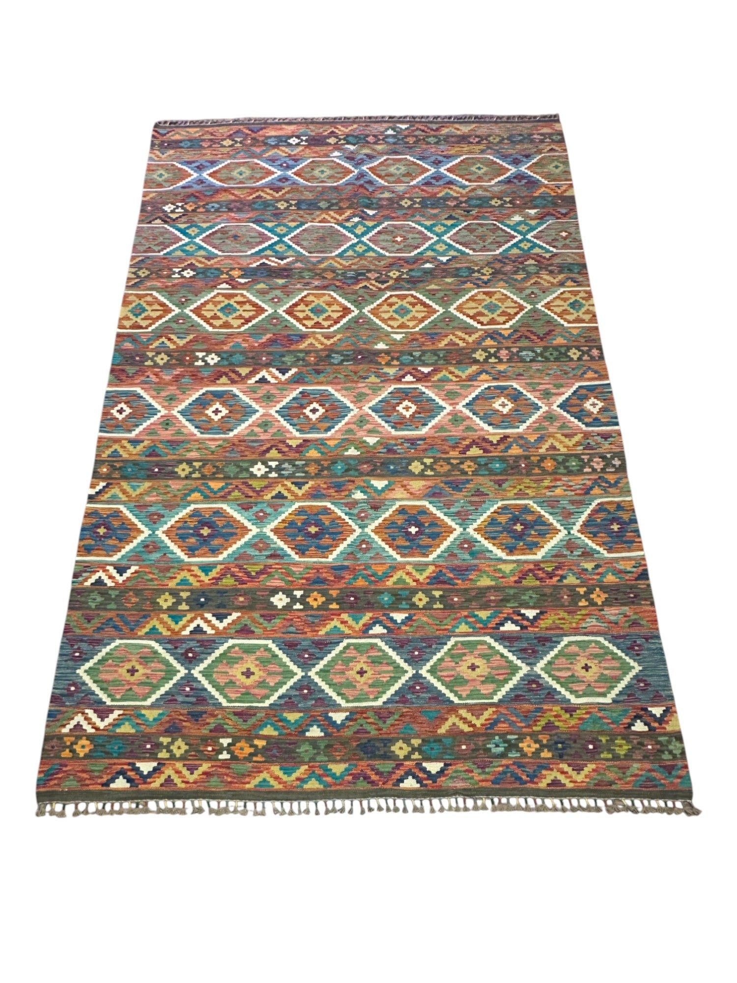 Hand-Woven Afghani Kilim Wool Rug 6'6" x 10'1"