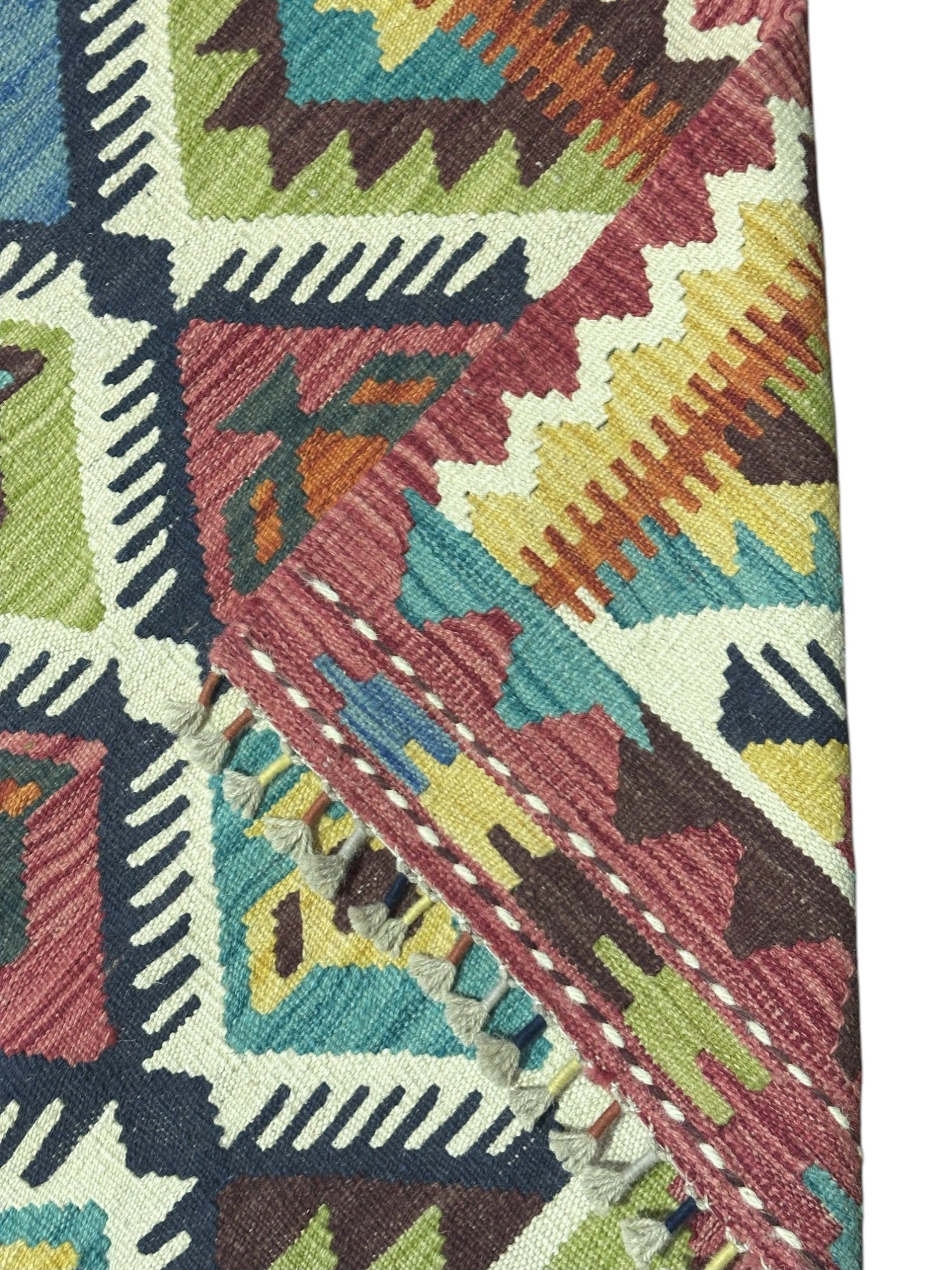 Hand-Woven Afghani Kilim Wool Rug 6'9" x 9'8"