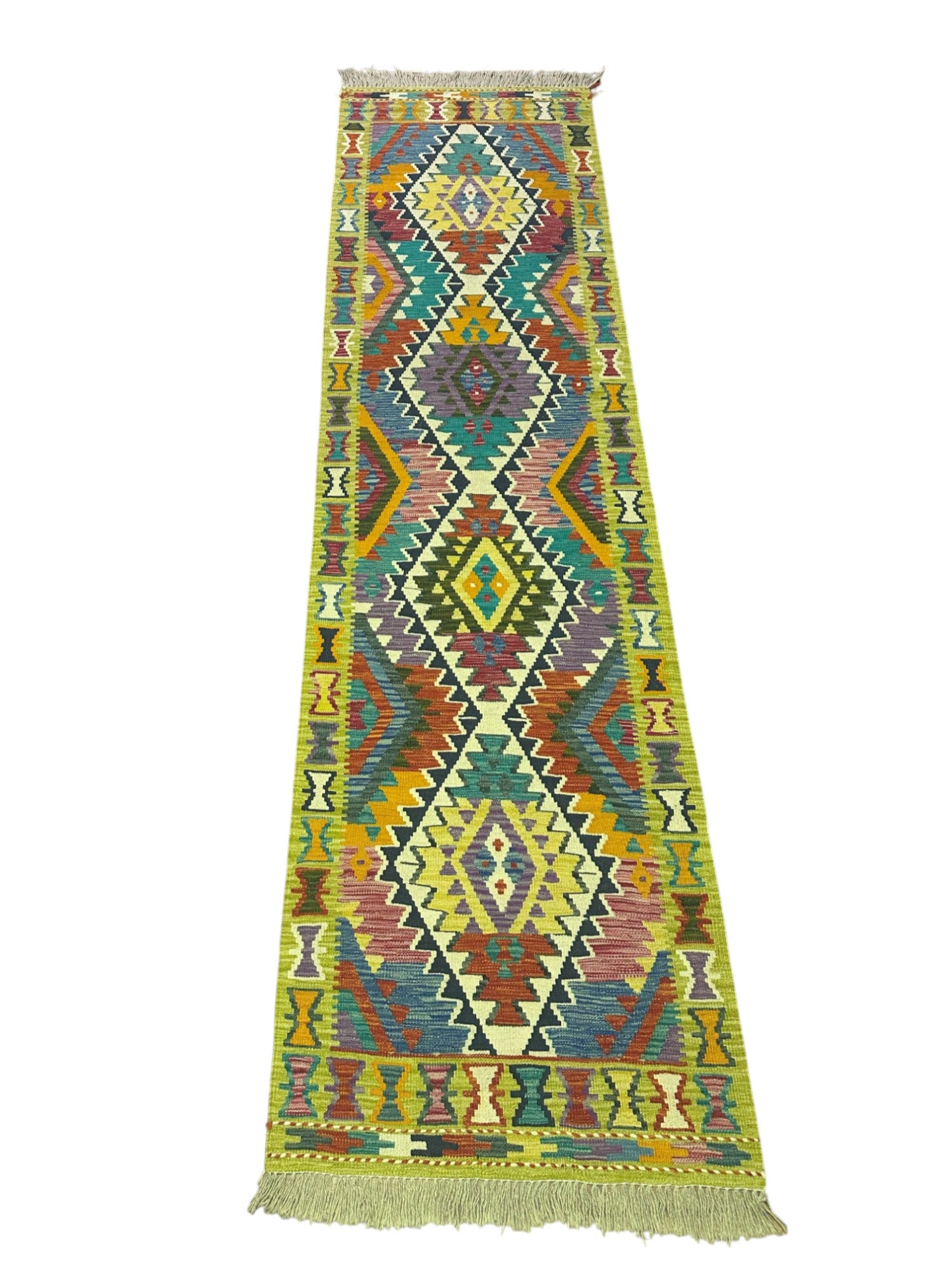 Hand-Woven Afghani Kilim Wool Rug 2'8" x 10'1"