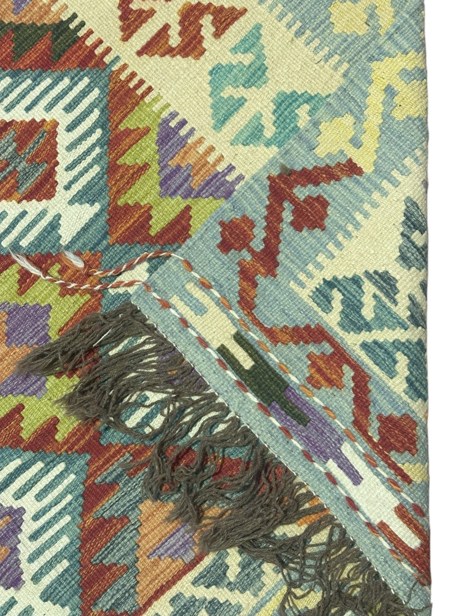 Hand-Woven Afghani Kilim Wool Rug 4'11" x 6'8"