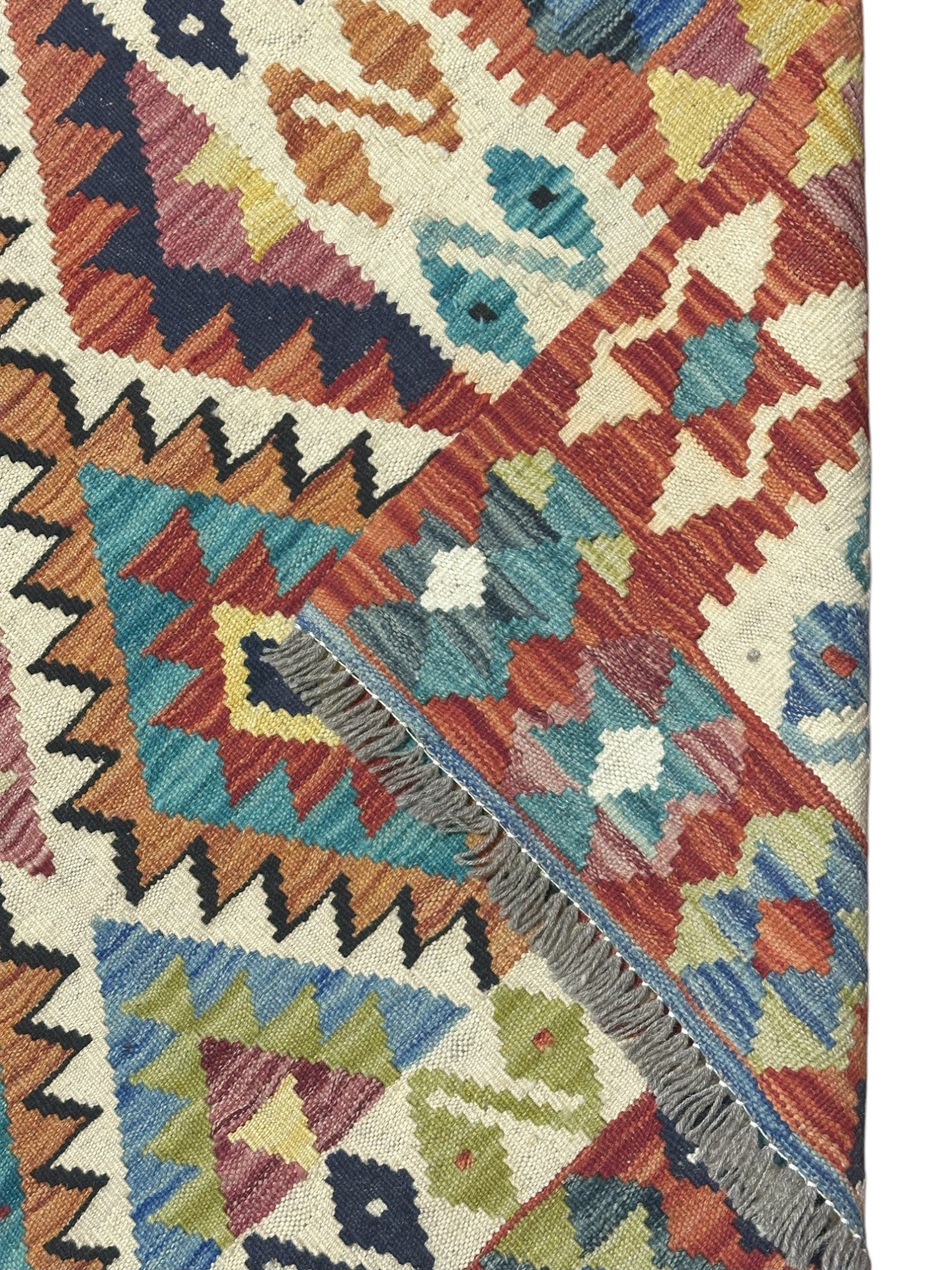 Hand-Woven Afghani Kilim Wool Rug 4'2" x 6'