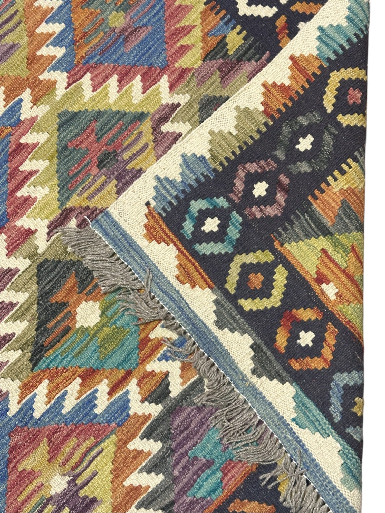 Hand-Woven Afghani Kilim Wool Rug 5'1" x 6'8"