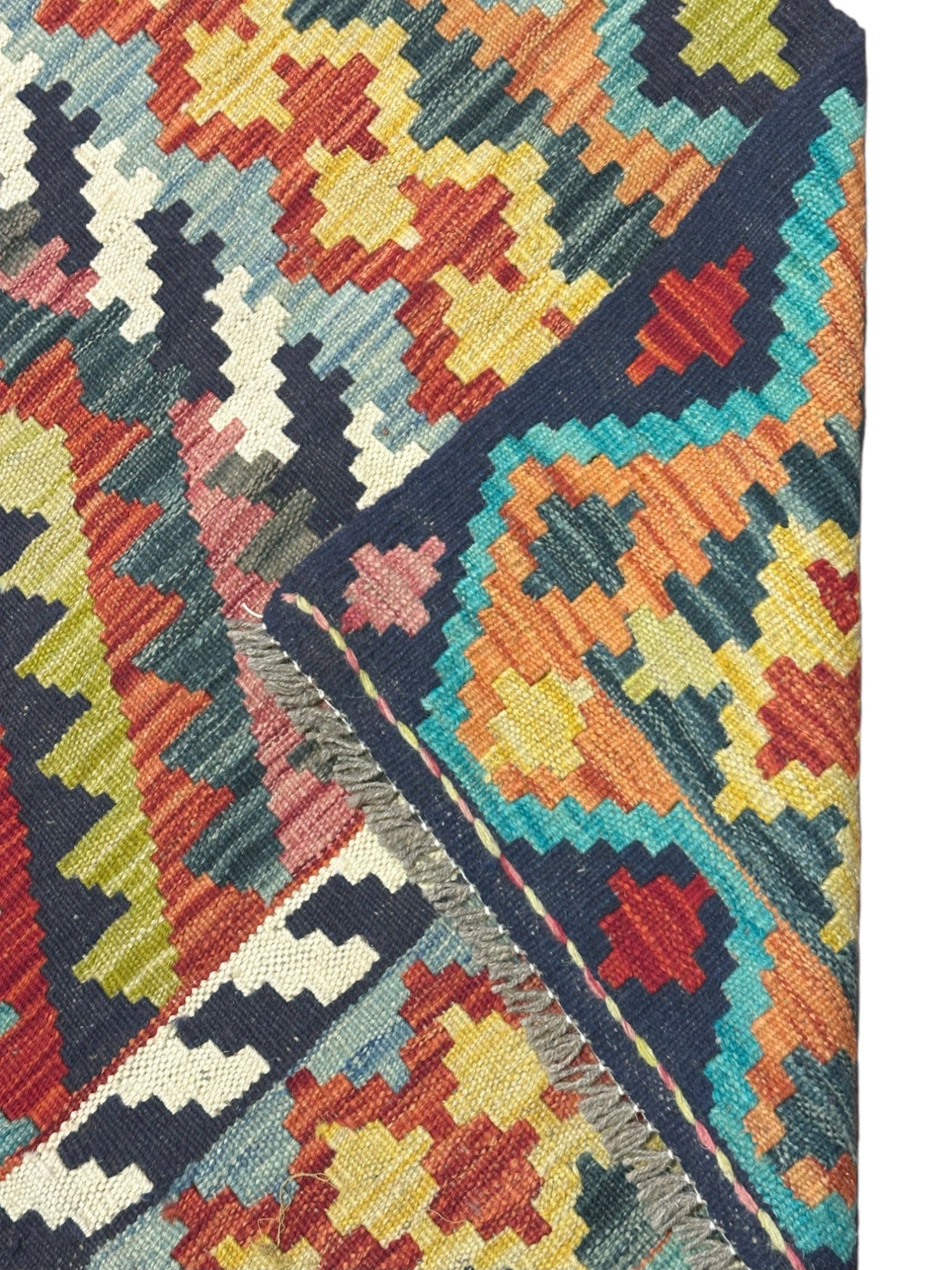 Hand-Woven Afghani Kilim Wool Rug 4'2" x 6'9"