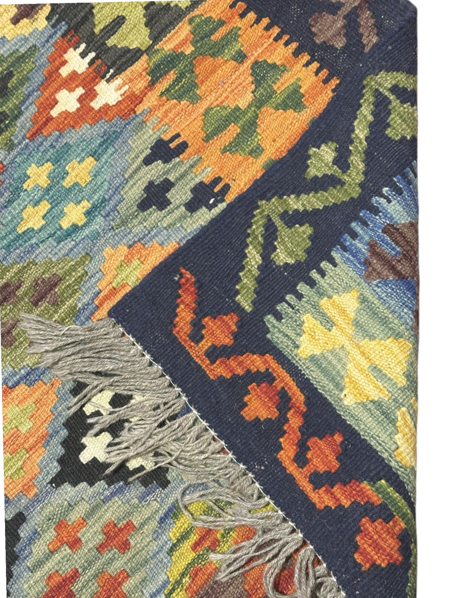 Hand-Woven Afghani Kilim Wool Rug 5'1" x 6'8"