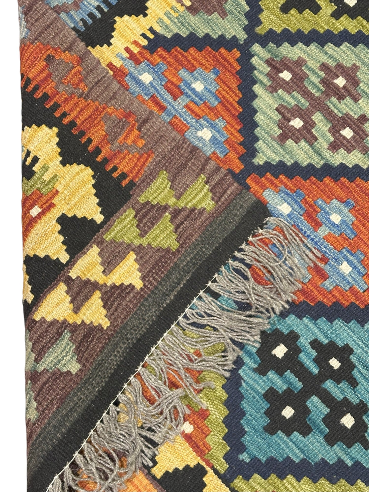 Hand-Woven Afghani Kilim Wool Rug 3'3" x 13'5"