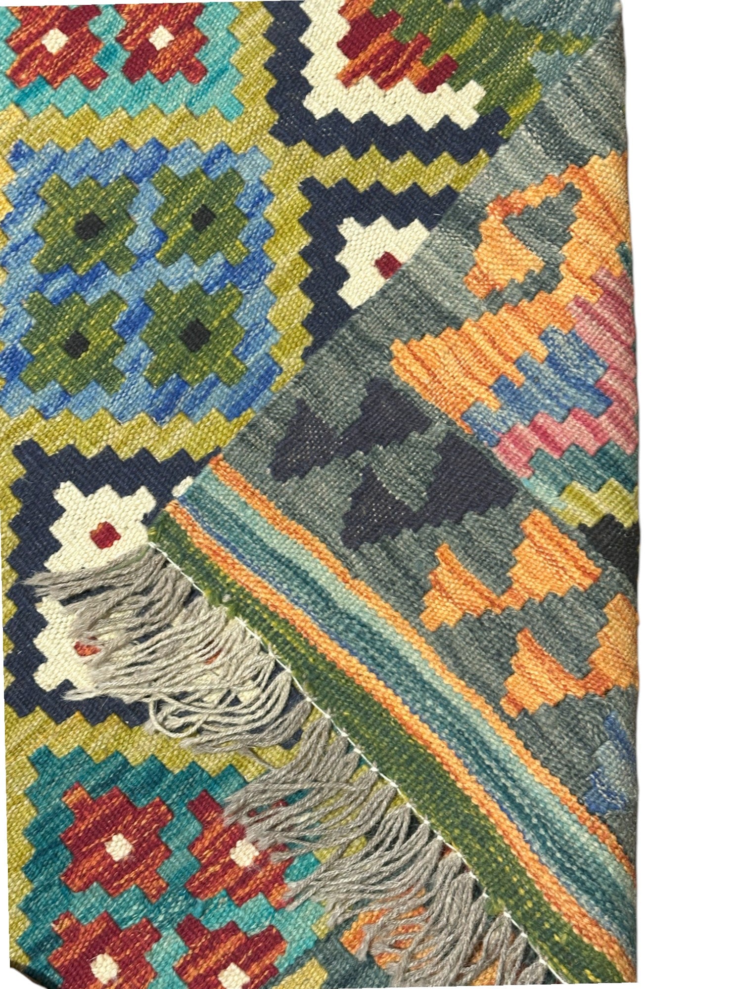 Hand-Woven Afghani Kilim Wool Rug 2'8" x 12'11"