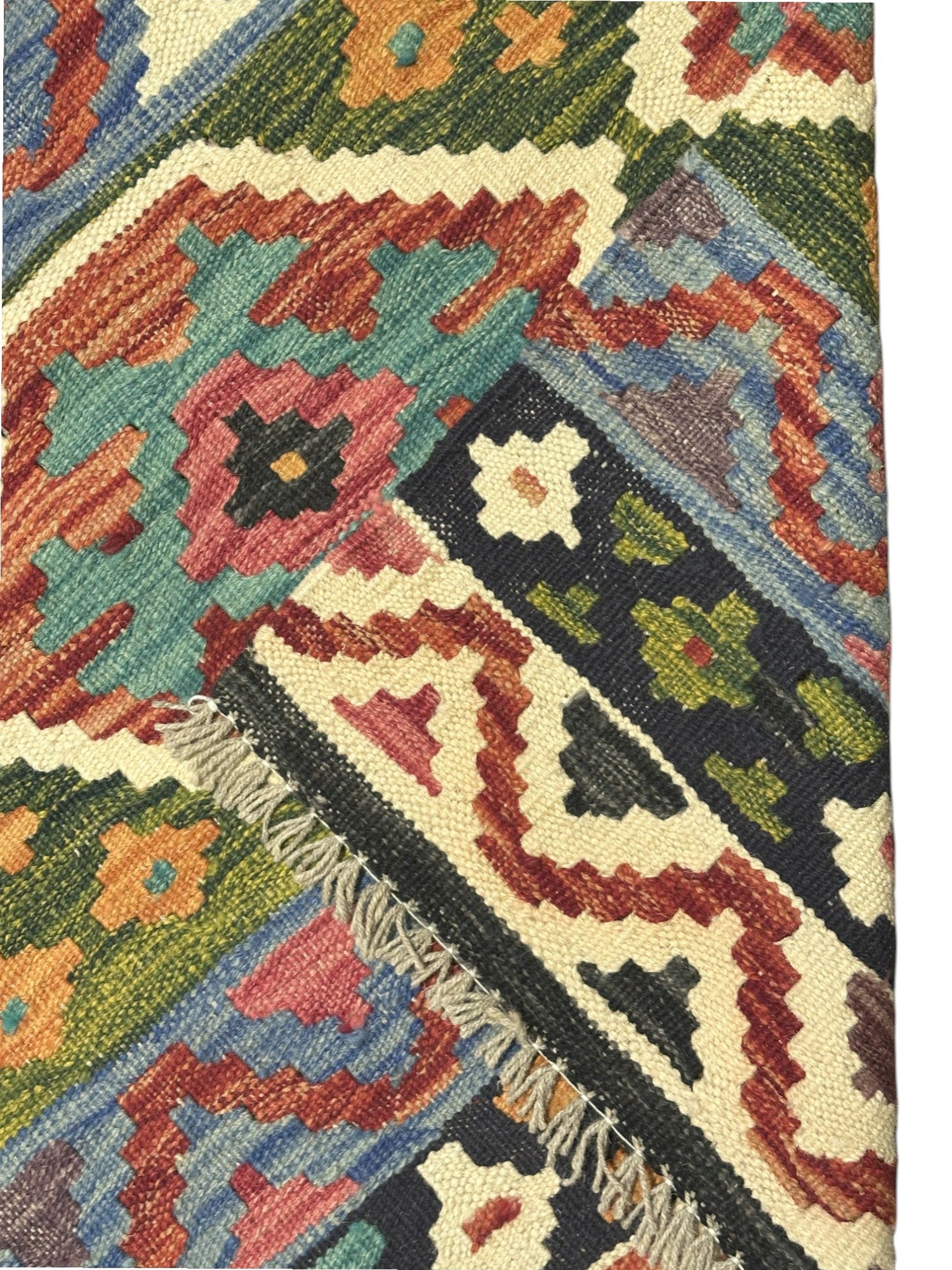 Hand-Woven Afghani Kilim Wool Rug 4'9" x 6'7"