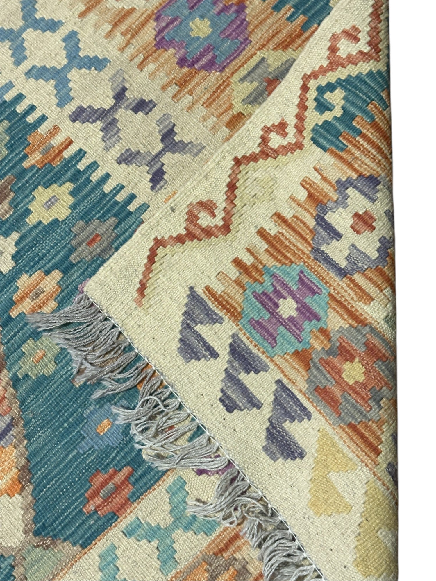 Hand-Woven Afghani Kilim Wool Rug 6'8" x 10'