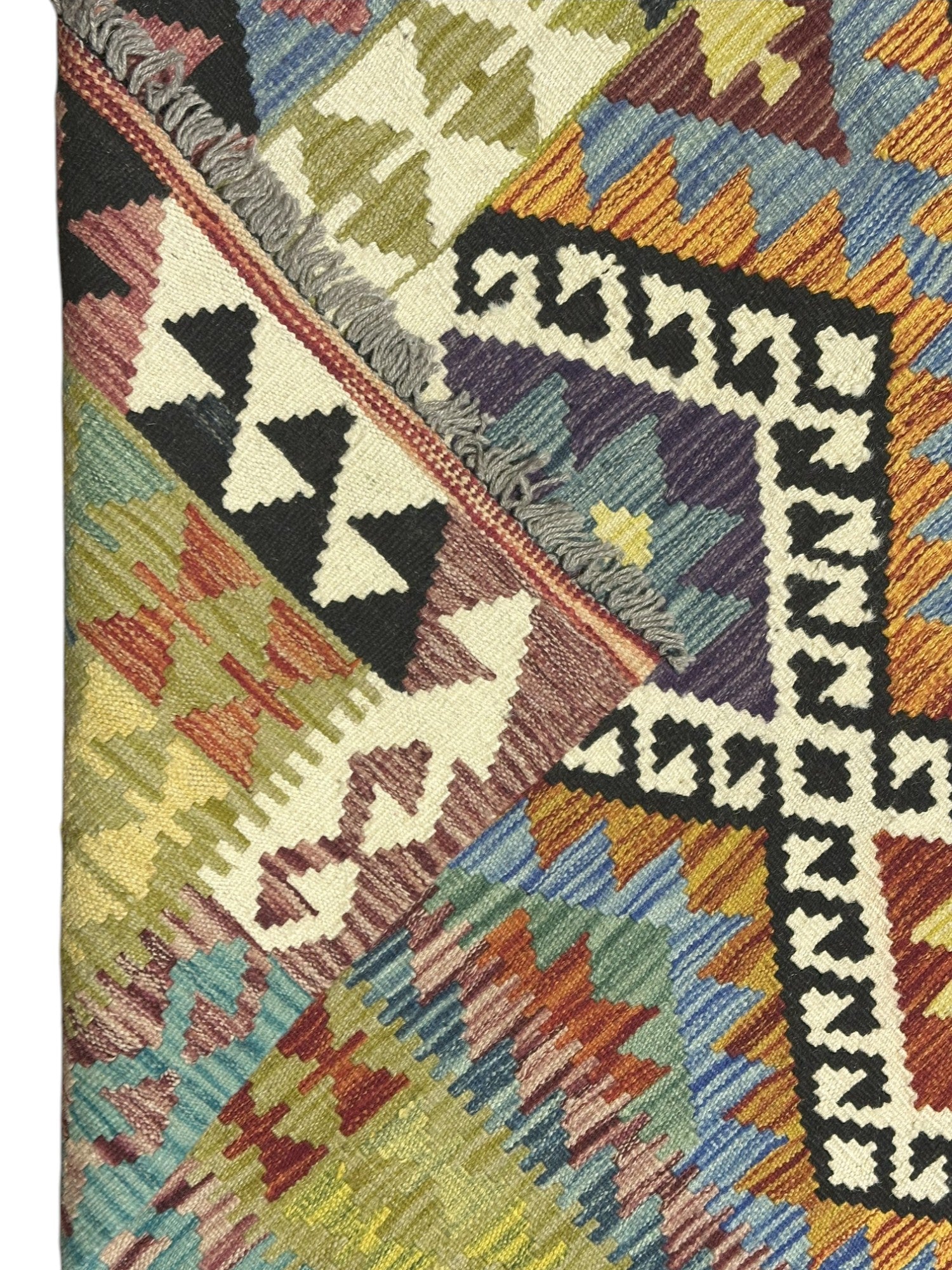 Hand-Woven Afghani Kilim Wool Rug 4'11" x 6'6"