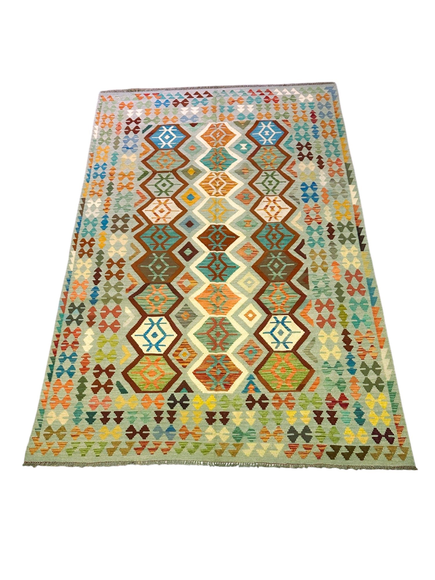 Hand-Woven Afghani Kilim Wool Rug 6'5" x 9'10"
