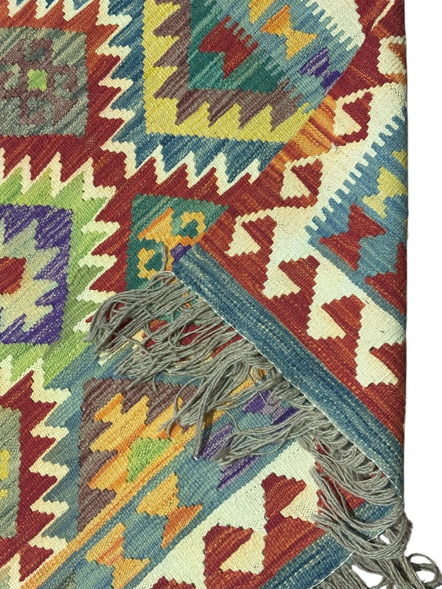 Hand-Woven Afghani Kilim Wool Rug 6'7" x 9'8"
