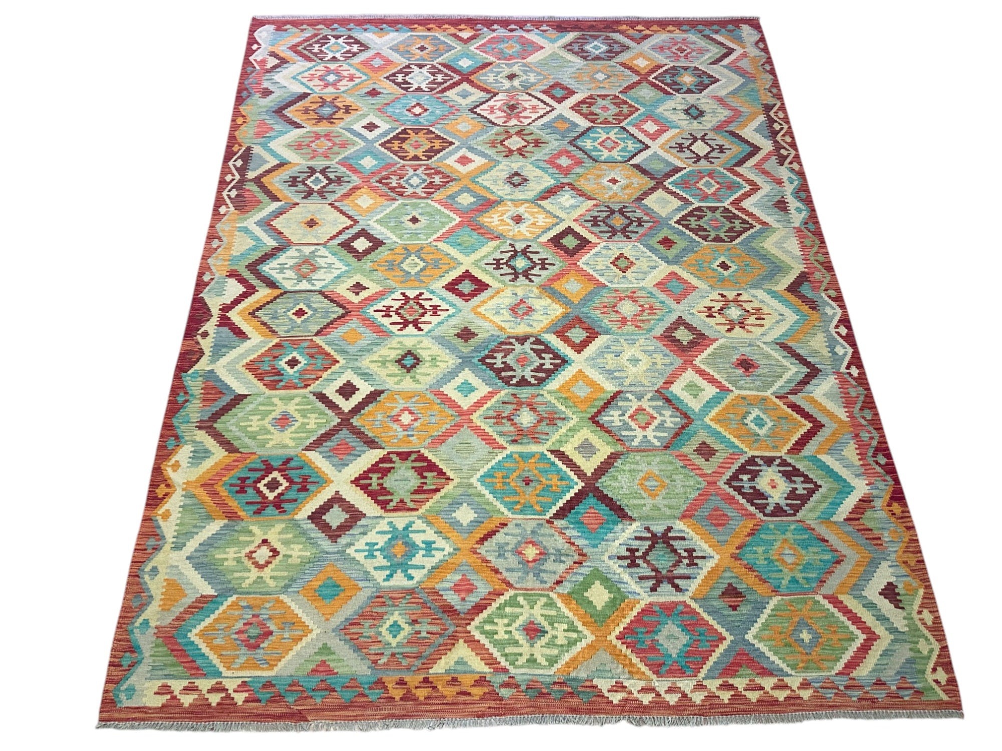 Hand-Woven Afghani Kilim Wool Rug 8'2" x 10'2"