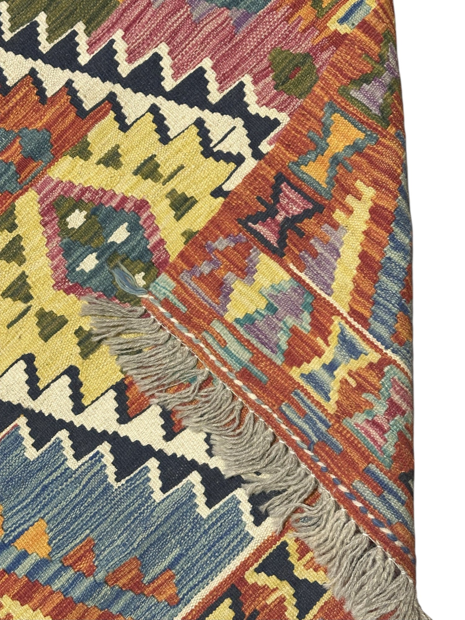Hand-Woven Afghani Kilim Wool Rug 2'9" x 9'10"