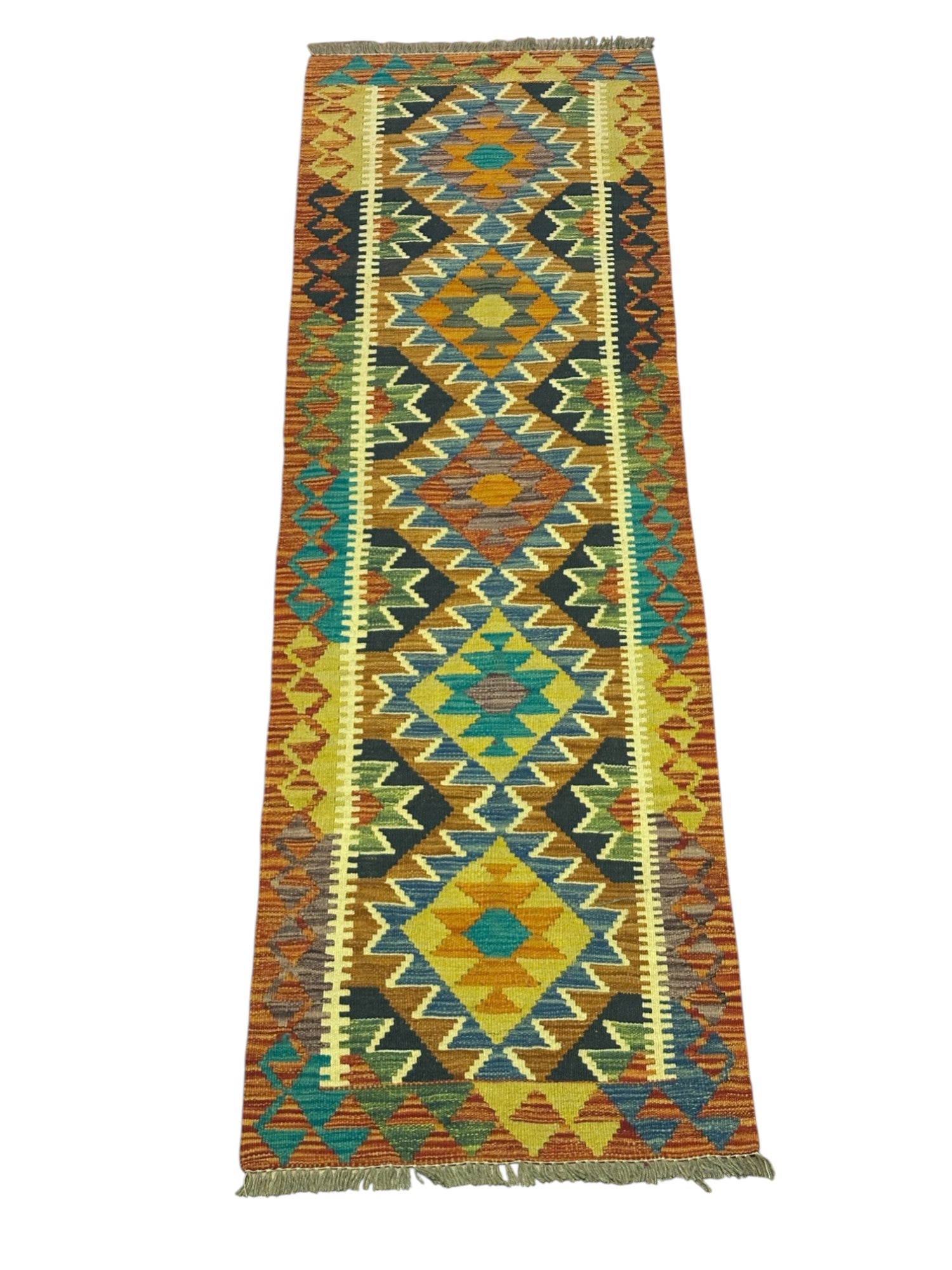 Hand-Woven Afghani Kilim Wool Rug 1'11" x 6'4"