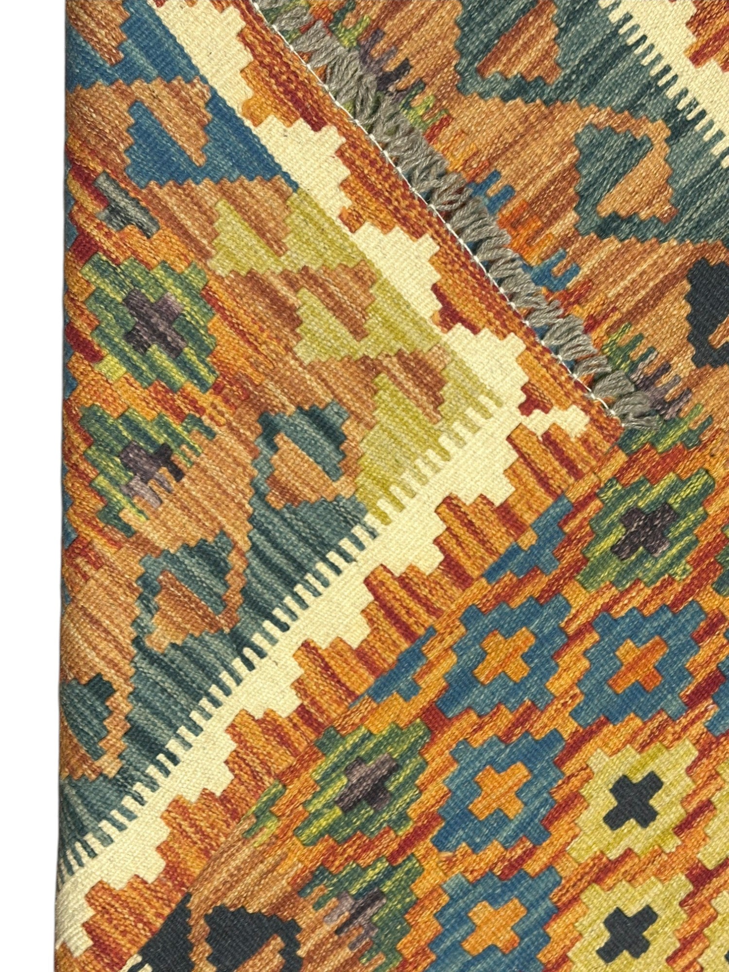 Hand-Woven Afghani Kilim Wool Rug 2'2" x 6'5"