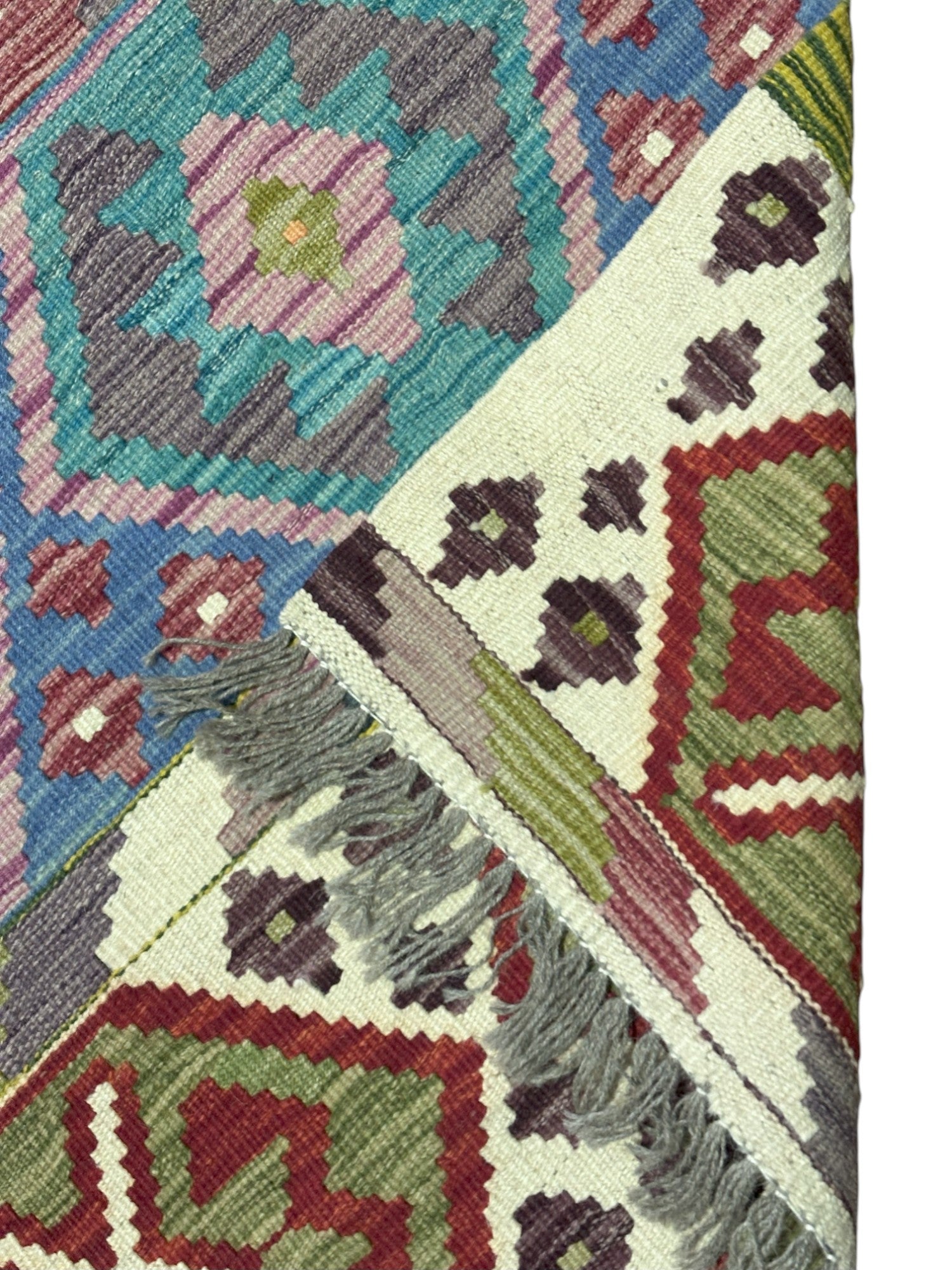 Hand-Woven Afghani Kilim Wool Rug 2'11" x 10'2"