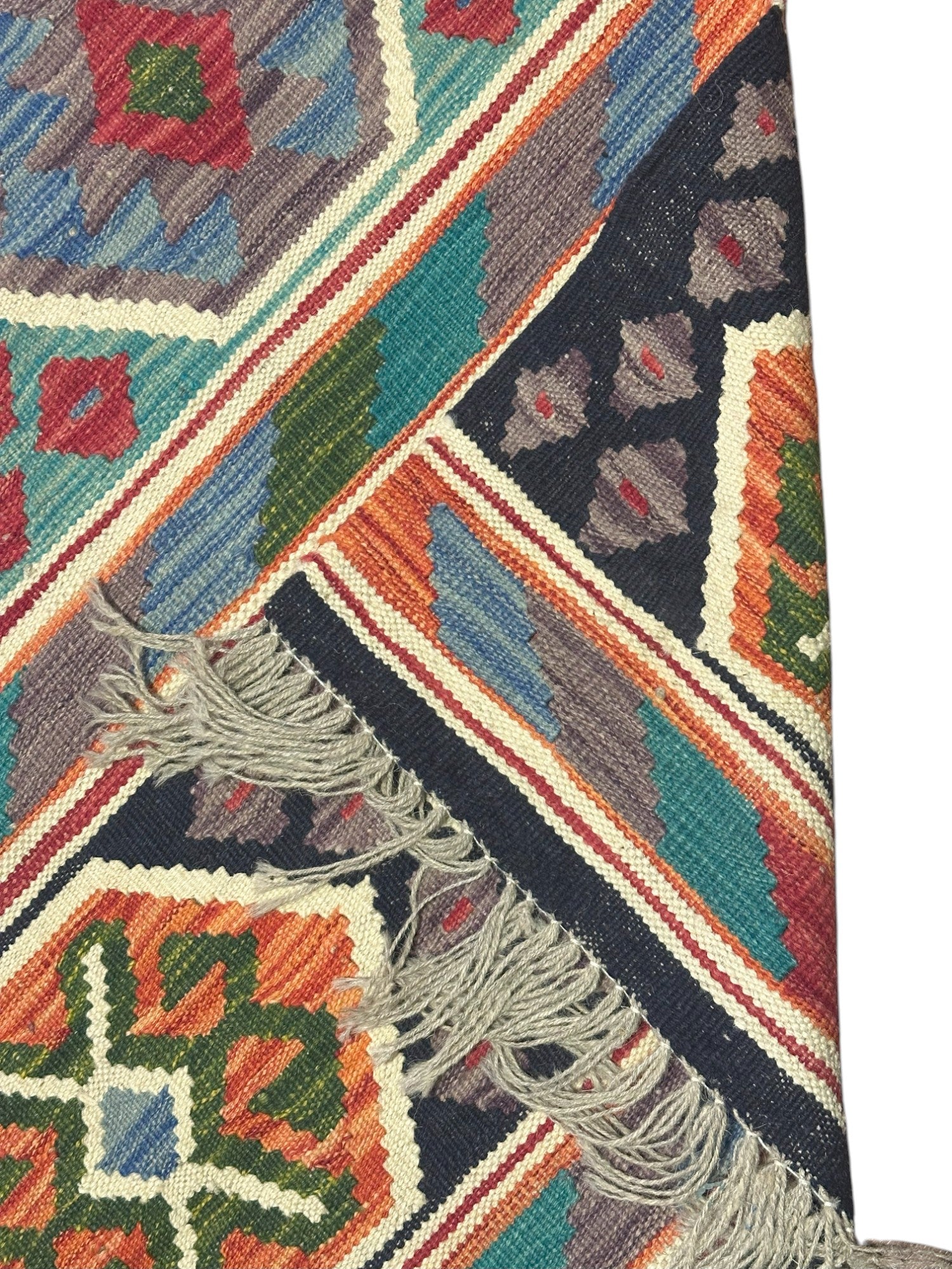 Hand-Woven Afghani Kilim Wool Rug 2'8" x 10'