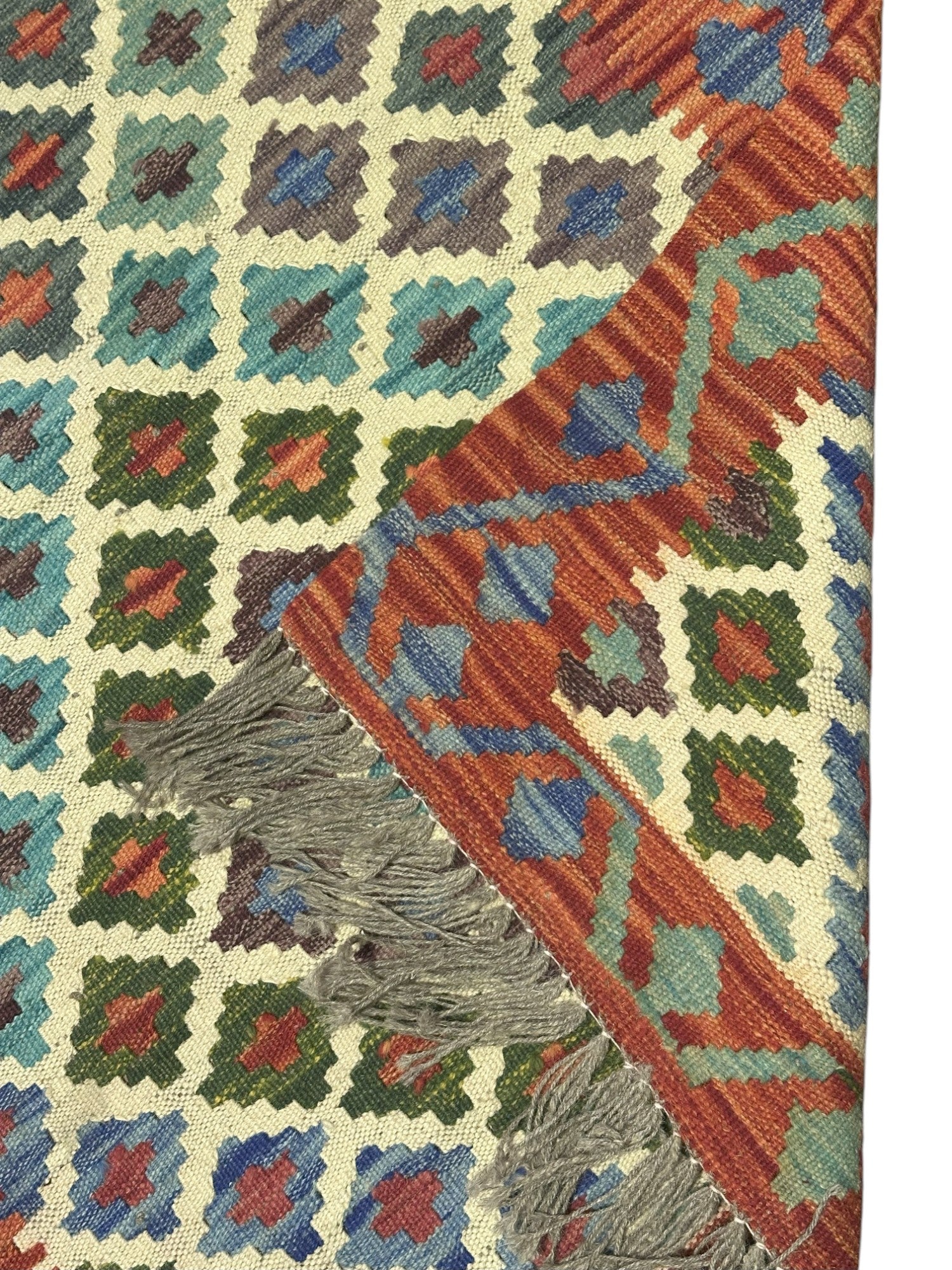 Hand-Woven Afghani Kilim Wool Rug 2'9" x 9'10"