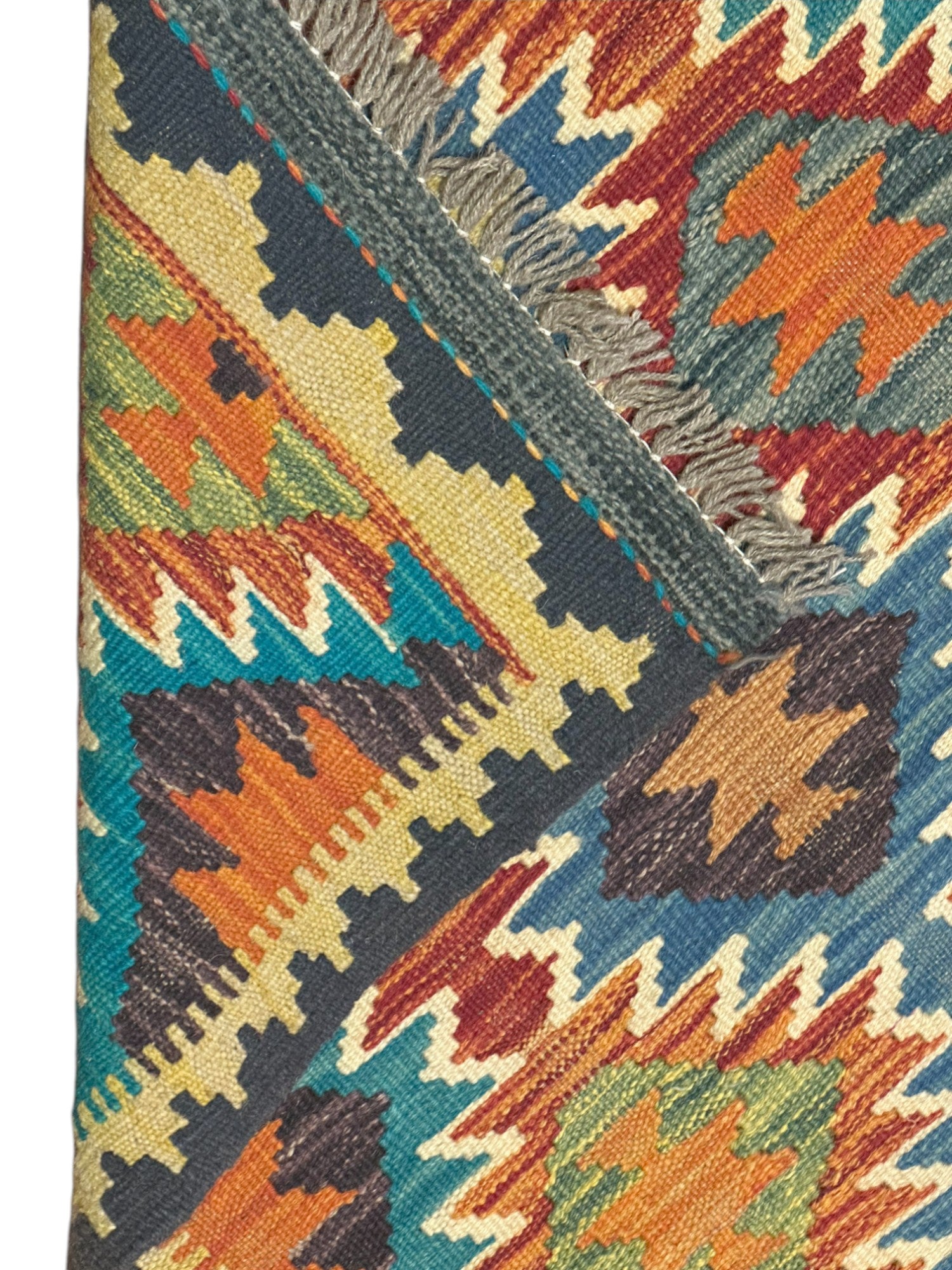 Hand-Woven Afghani Kilim Wool Rug 2'2" x 6'9"