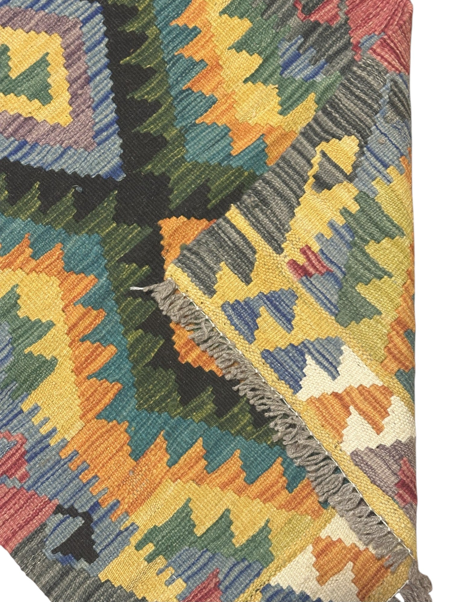 Hand-Woven Afghani Kilim Wool Rug 2' x 6'4"