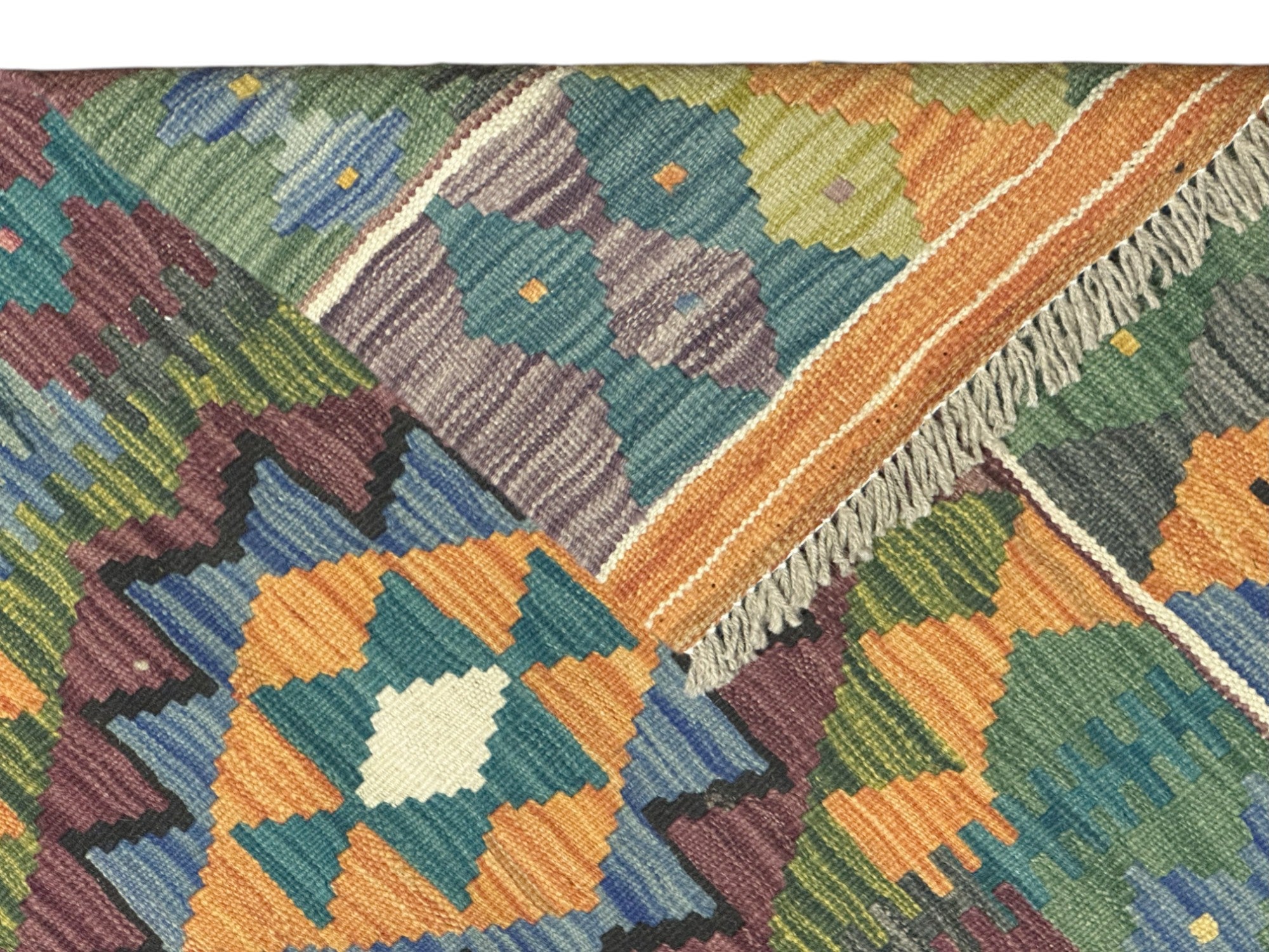 Hand-Woven Afghani Kilim Wool Rug 2'2" x 6'4"