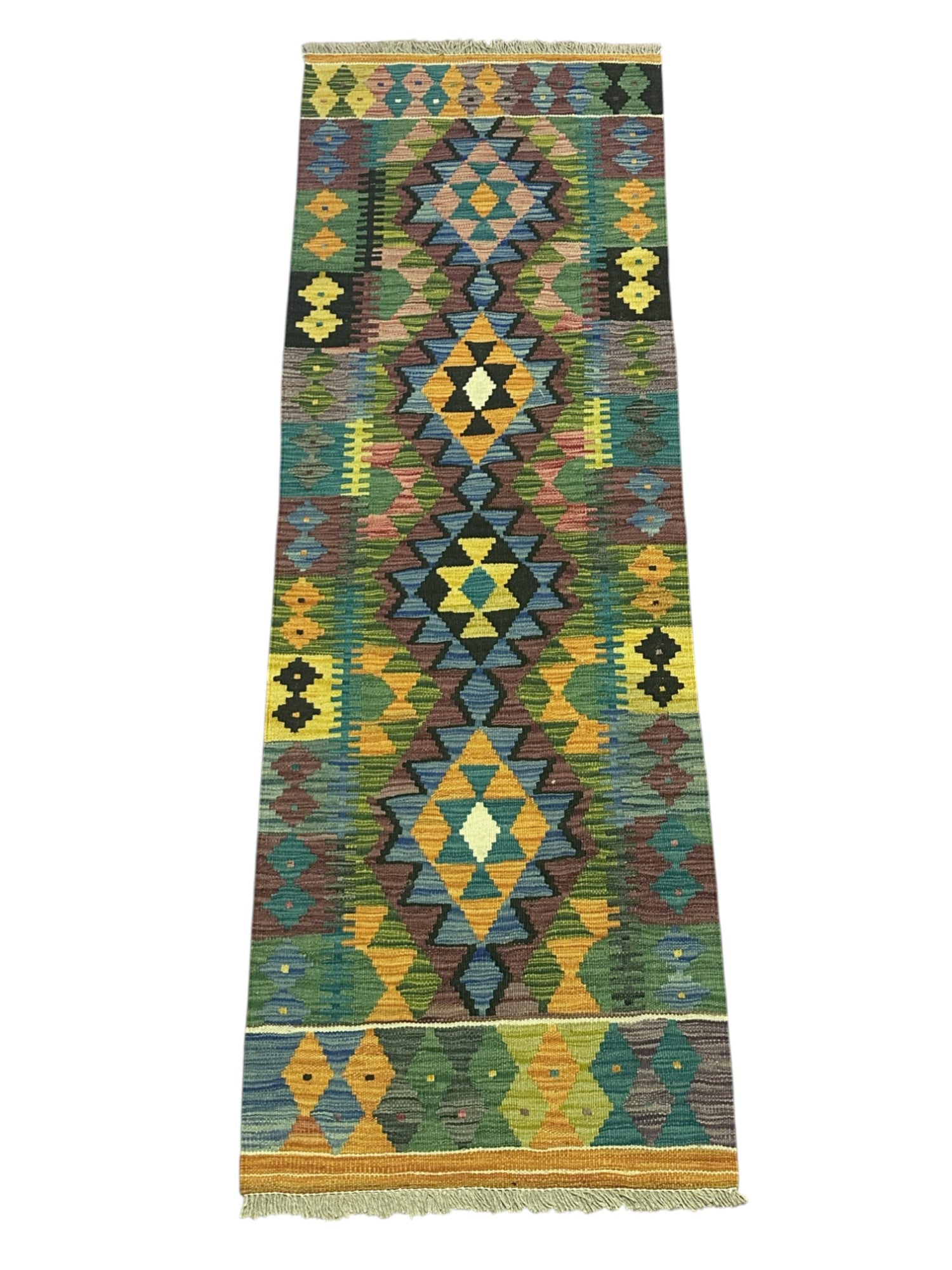 Hand-Woven Afghani Kilim Wool Rug 2'2" x 6'4"
