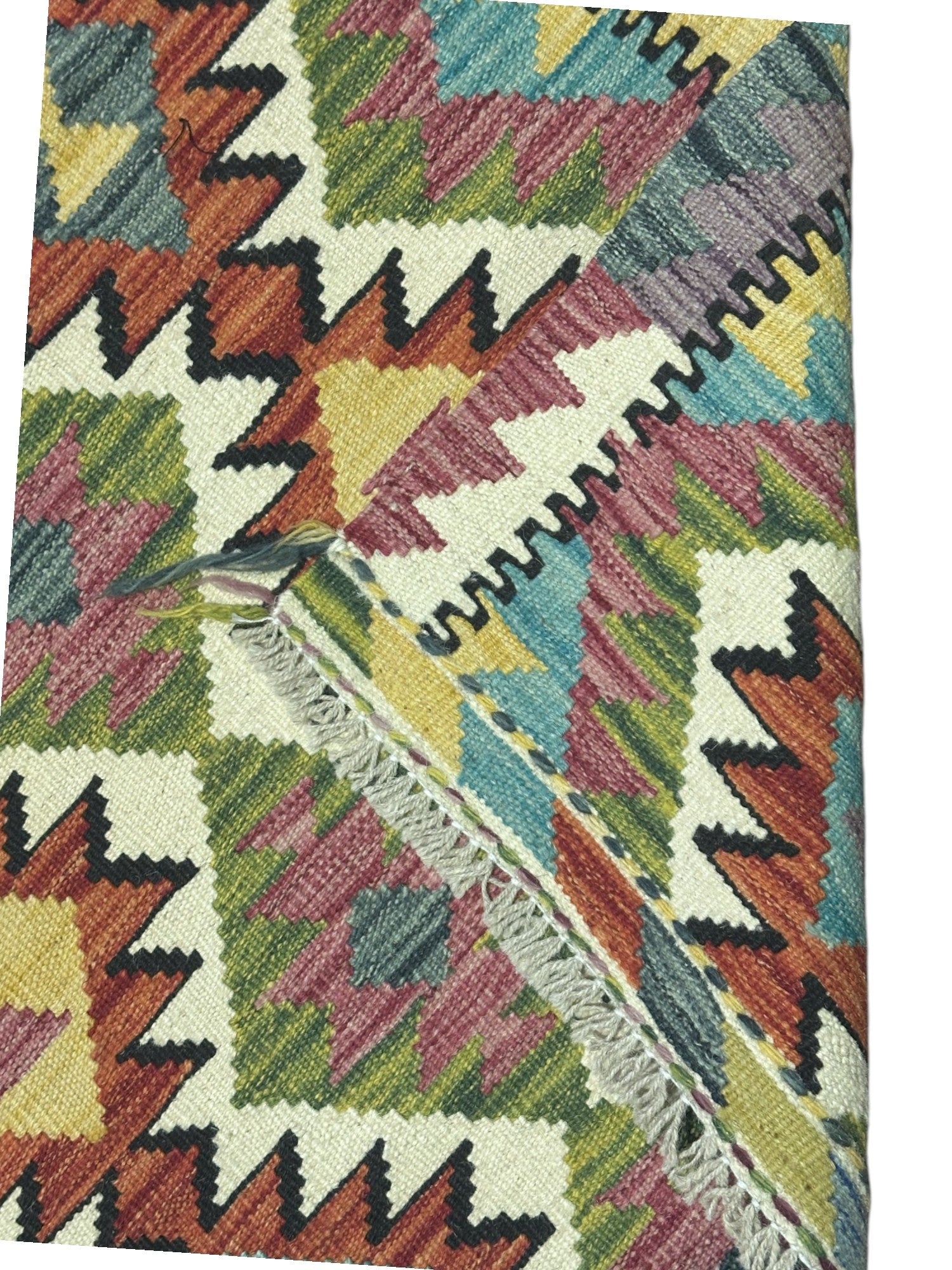 Hand-Woven Afghani Kilim Wool Rug 2'8" x 4'