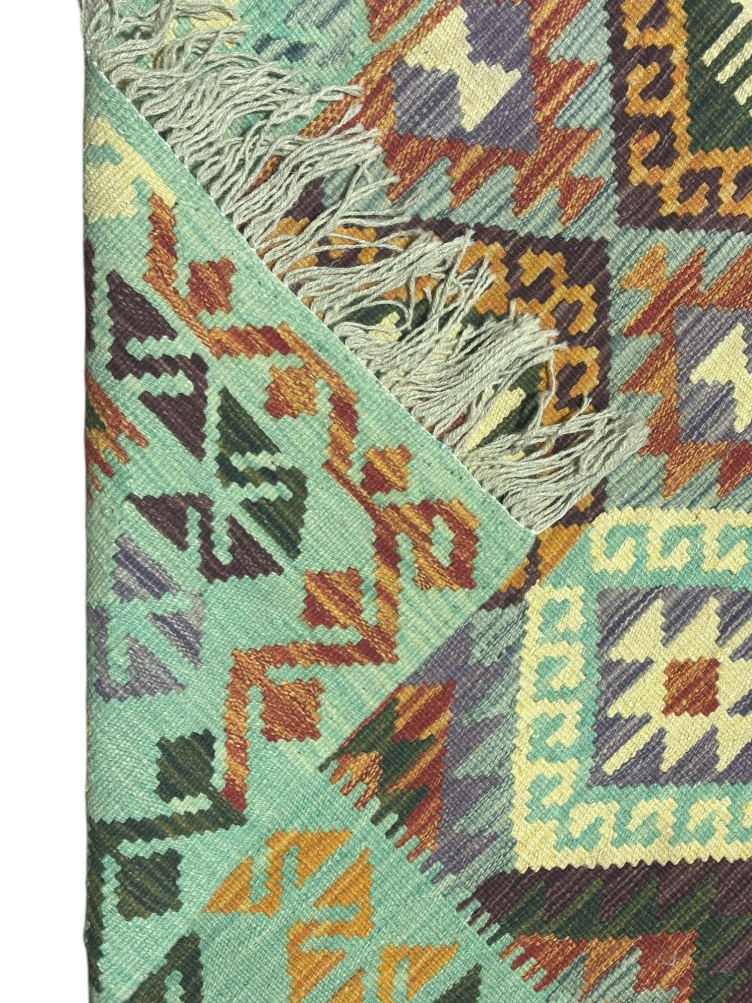 Hand-Woven Afghani Kilim Wool Rug 5'3" x 6'6"