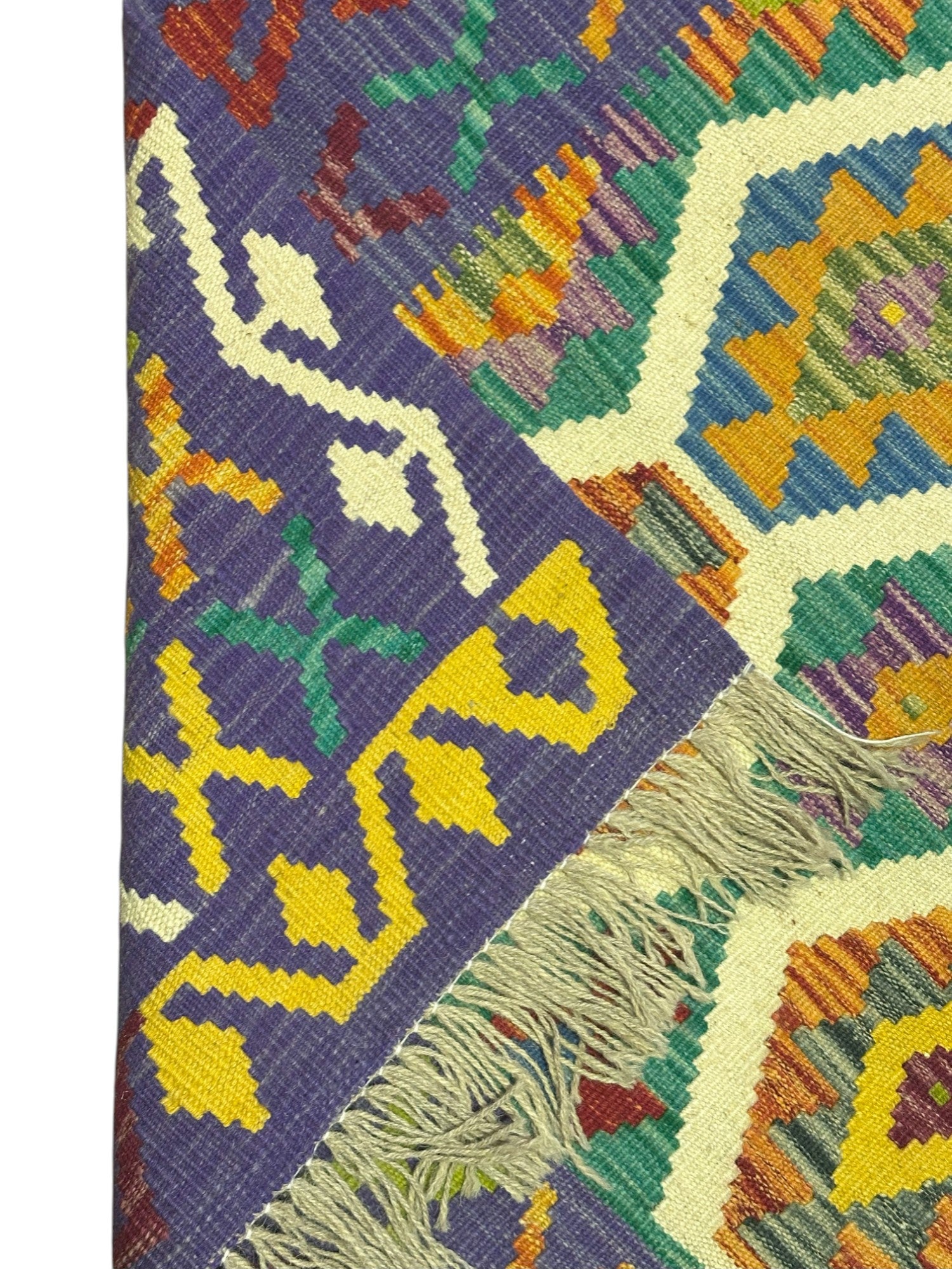 Hand-Woven Afghani Kilim Wool Rug 5'3" x 6'8"