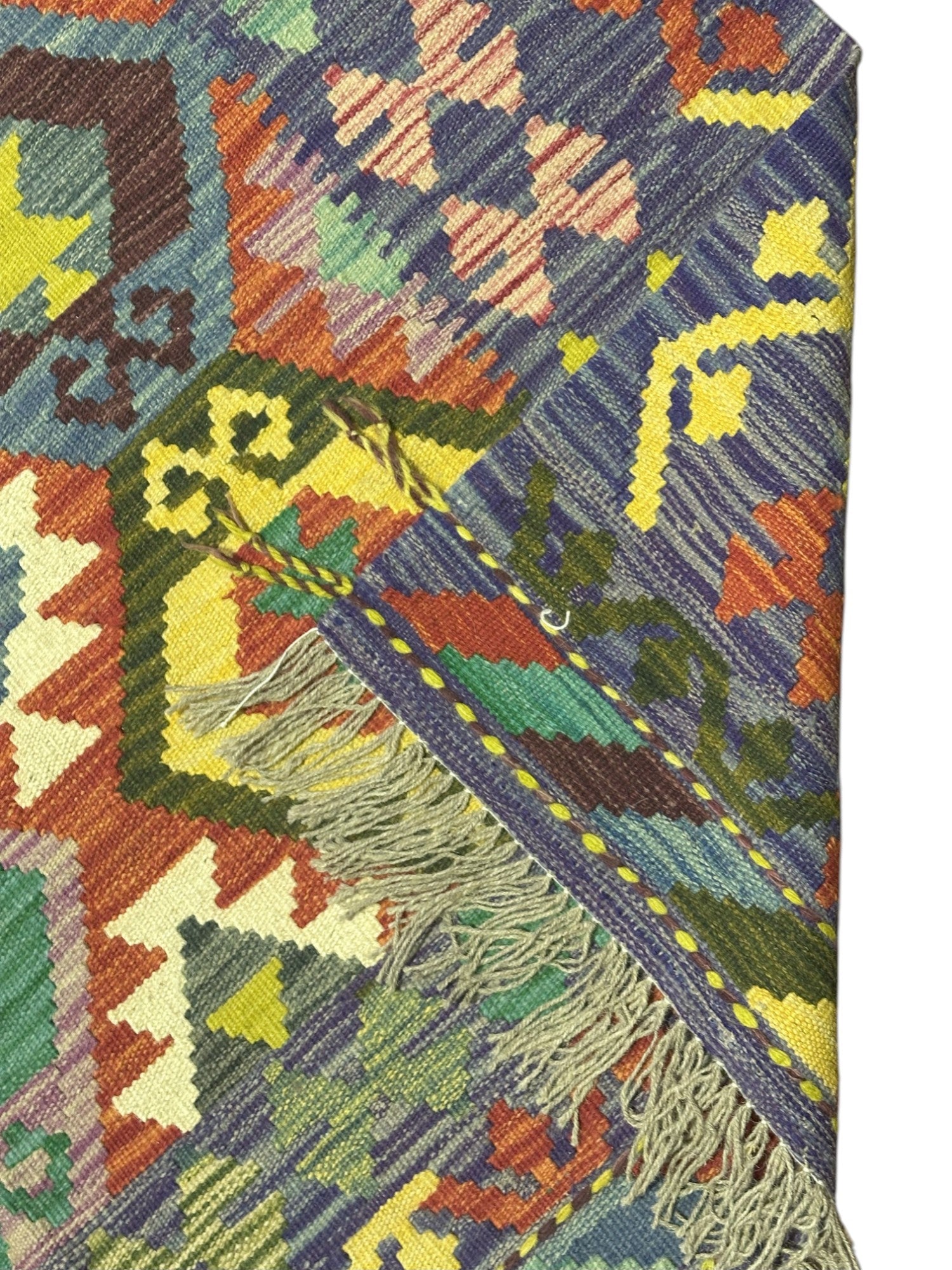 Hand-Woven Afghani Kilim Wool Rug 4'11" x 6'6"