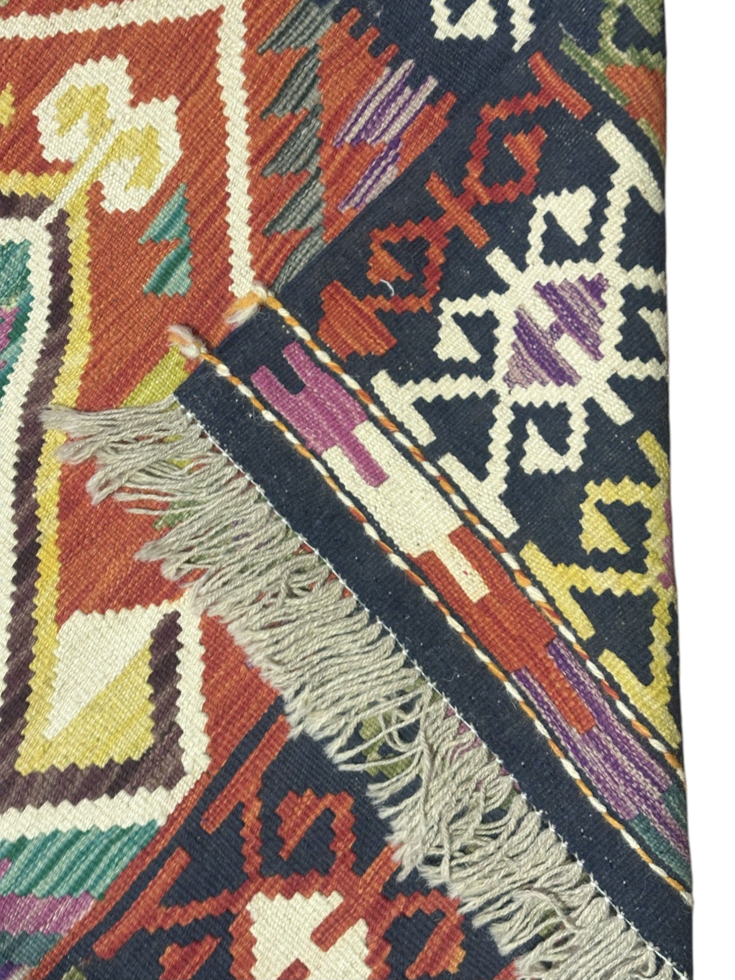 Hand-Woven Afghani Kilim Wool Rug 4'10" x 6'6"