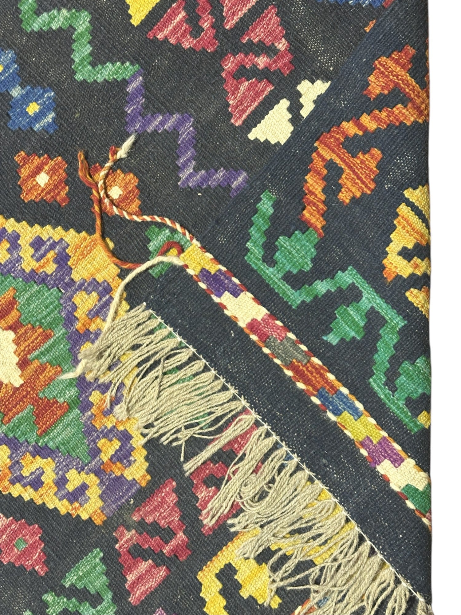 Hand-Woven Afghani Kilim Wool Rug 5'4" x 6'6"