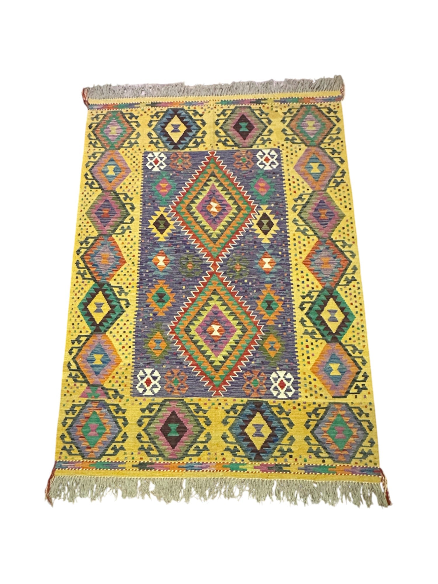 Hand-Woven Afghani Kilim Wool Rug 5'3" x 7'5"