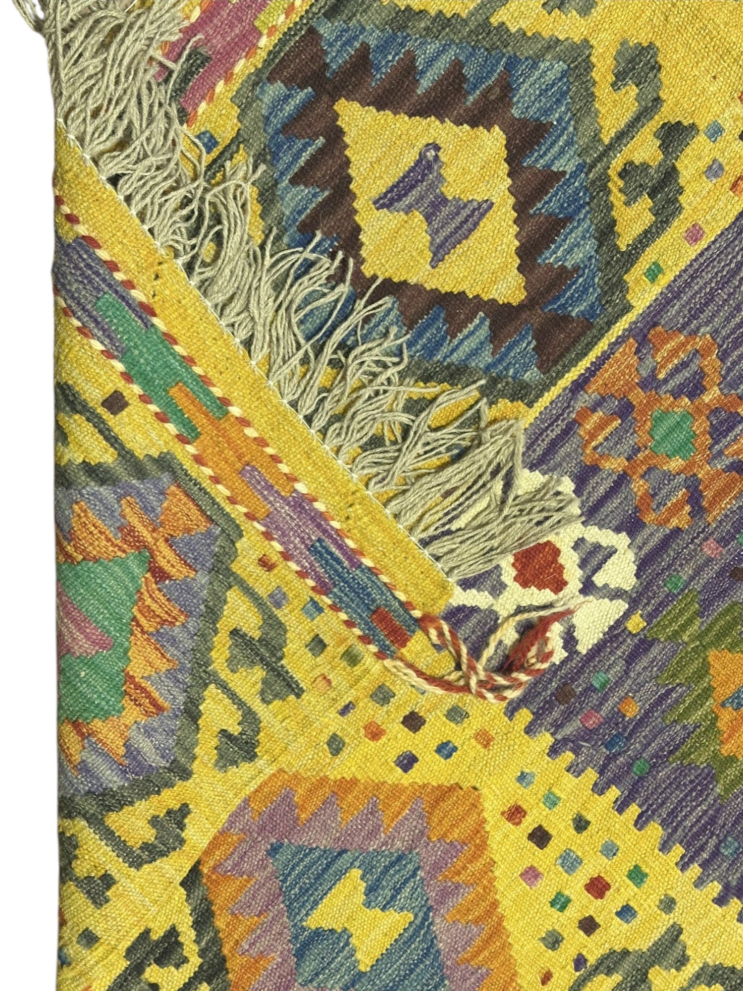 Hand-Woven Afghani Kilim Wool Rug 5'3" x 7'5"