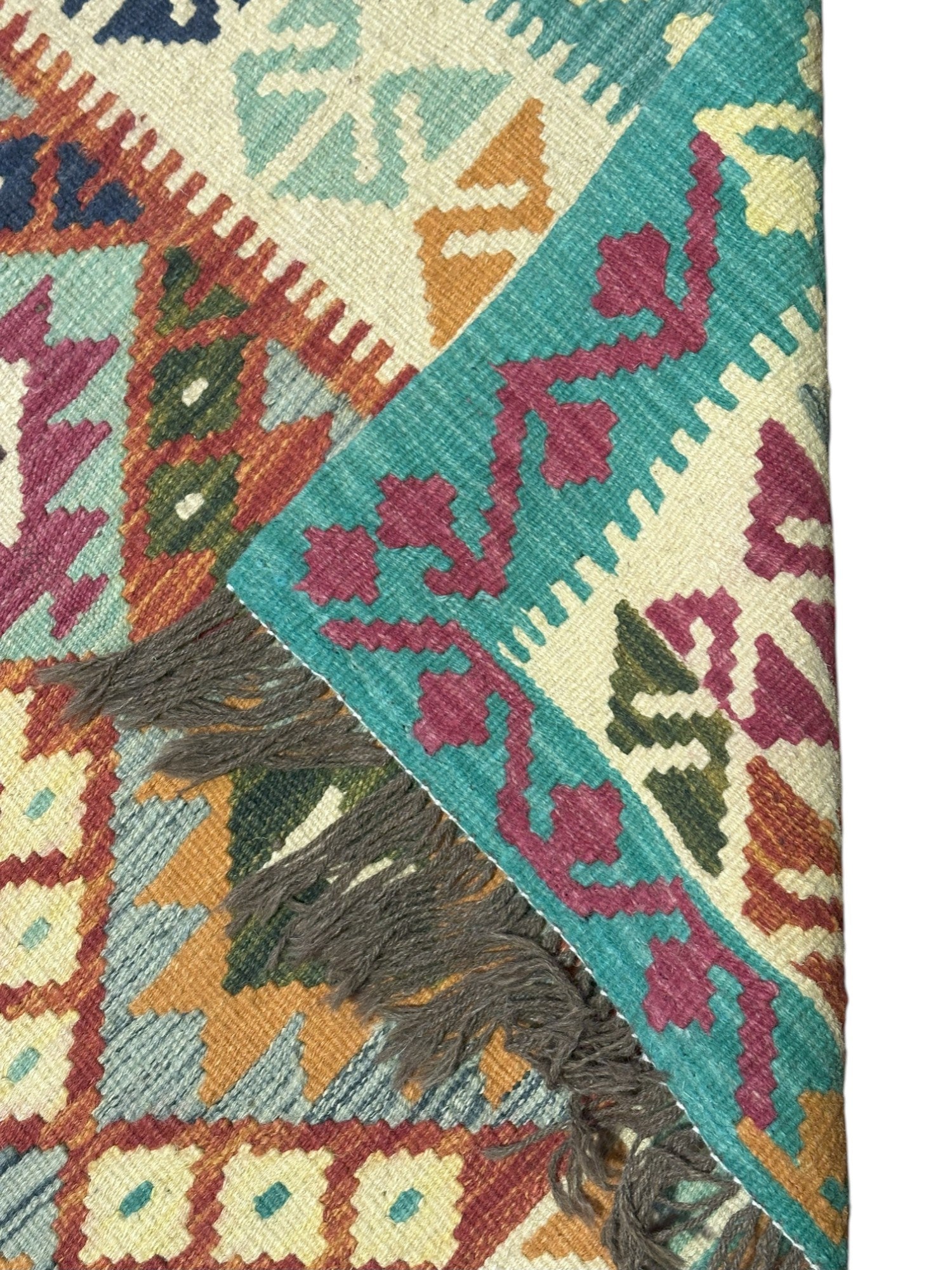 Hand-Woven Afghani Kilim Wool Rug 5' x 6'6"