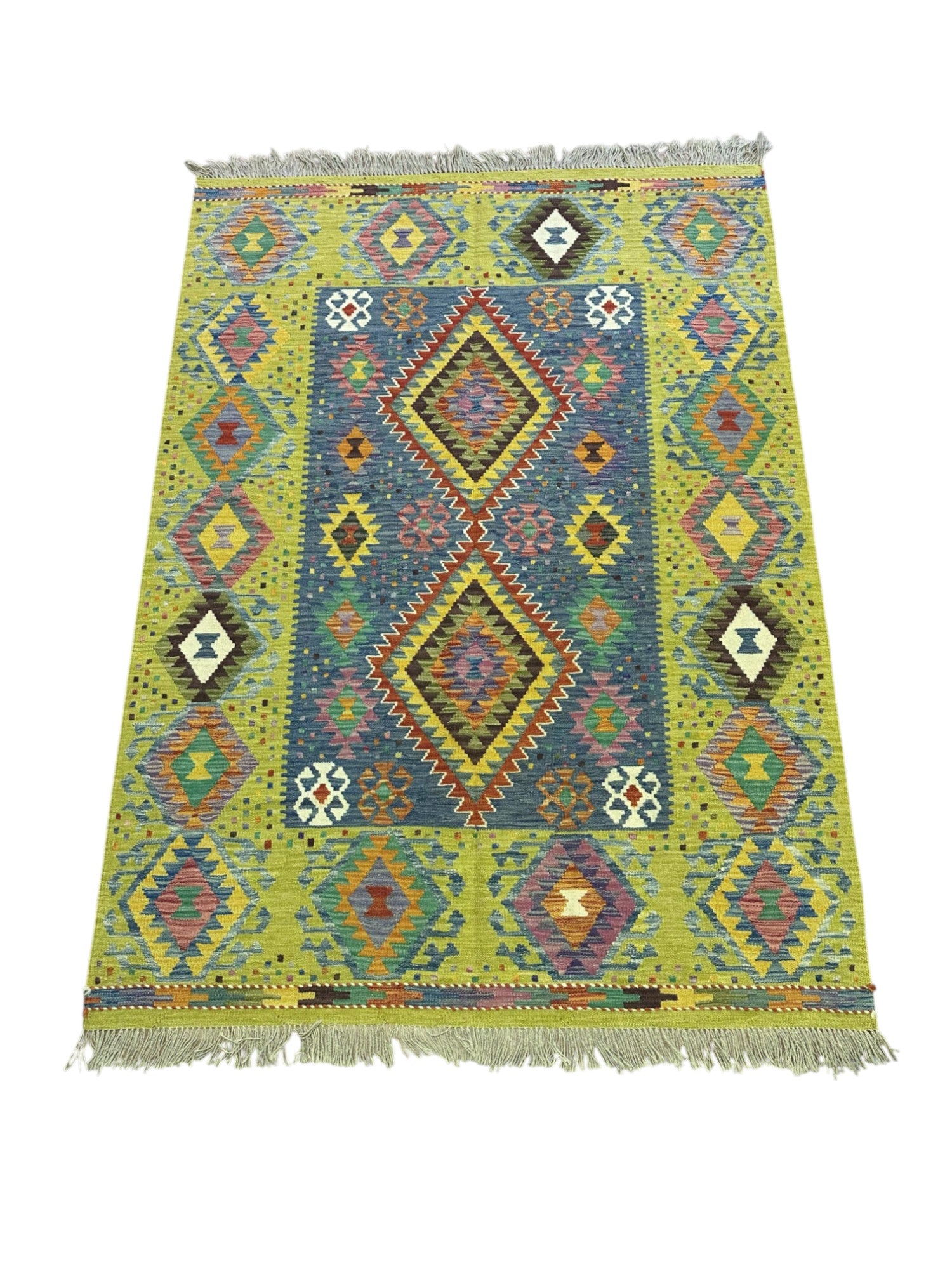 Hand-Woven Afghani Kilim Wool Rug 5'3" x 7'3"