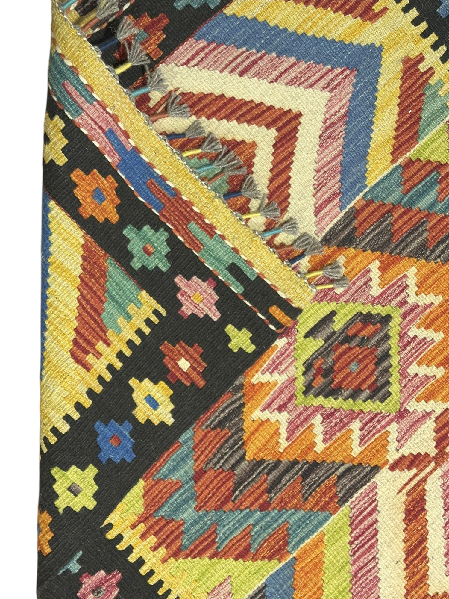 Hand-Woven Afghani Kilim Wool Rug 2'8" x 15'11"