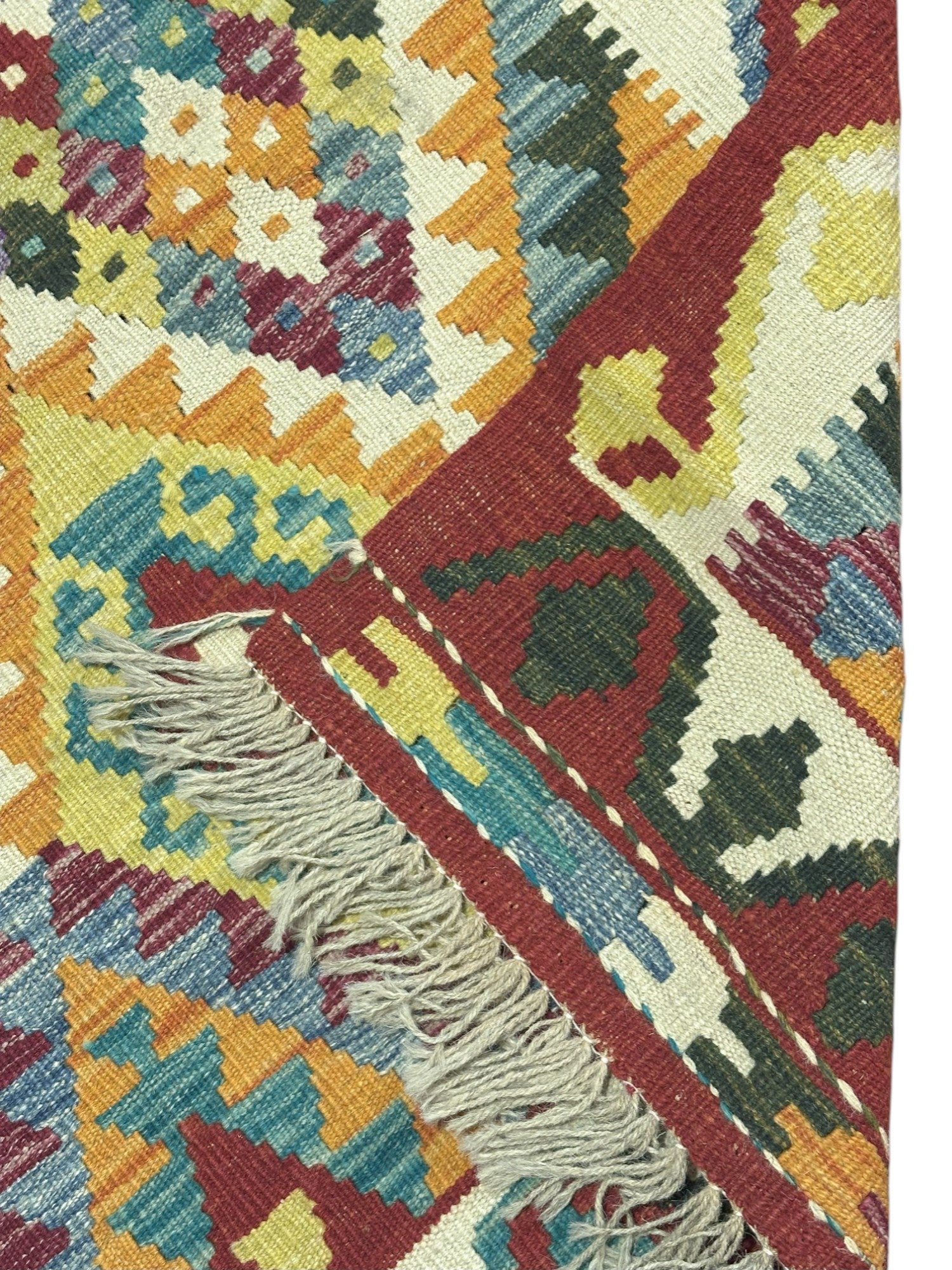 Hand-Woven Afghani Kilim Wool Rug 2'10" x 9'11"