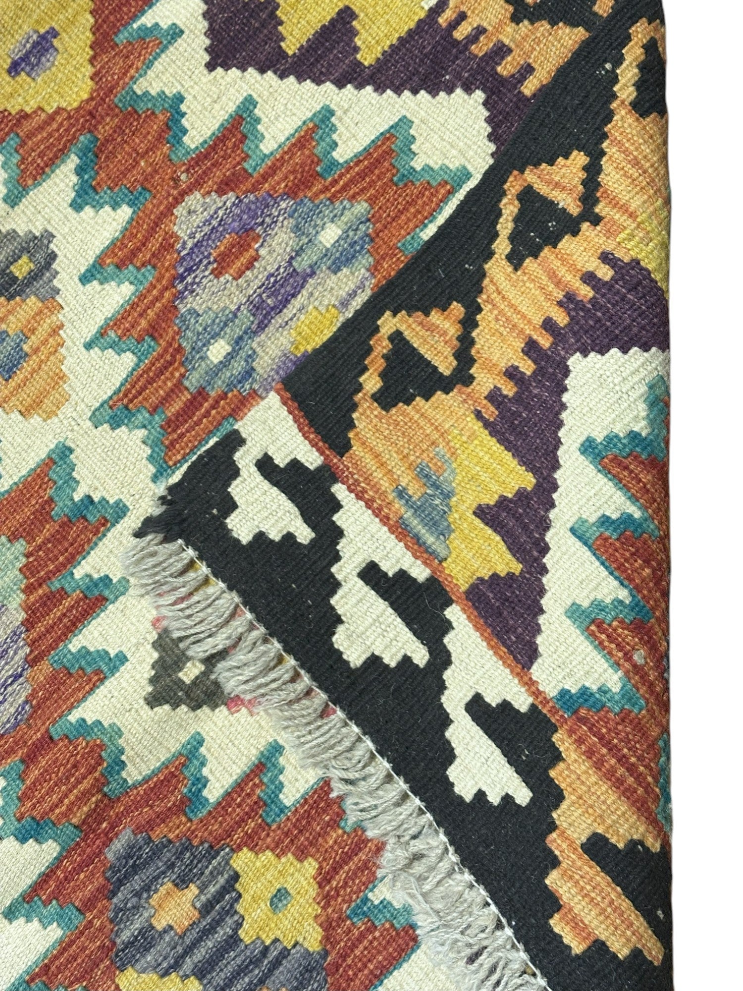 Hand-Woven Afghani Kilim Wool Rug 2'7" x 4'3"