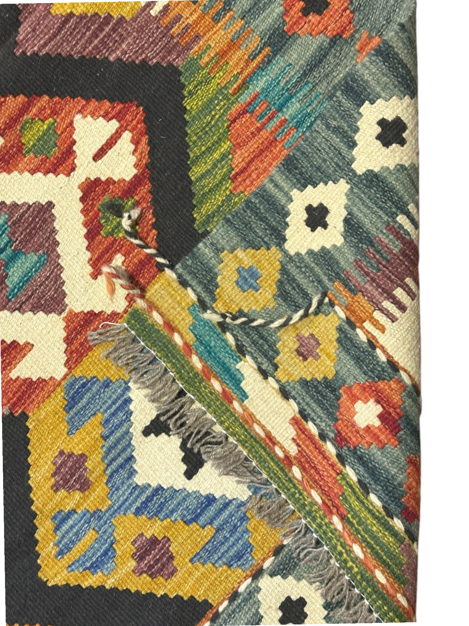 Hand-Woven Afghani Kilim Wool Rug 2'8" x 4'