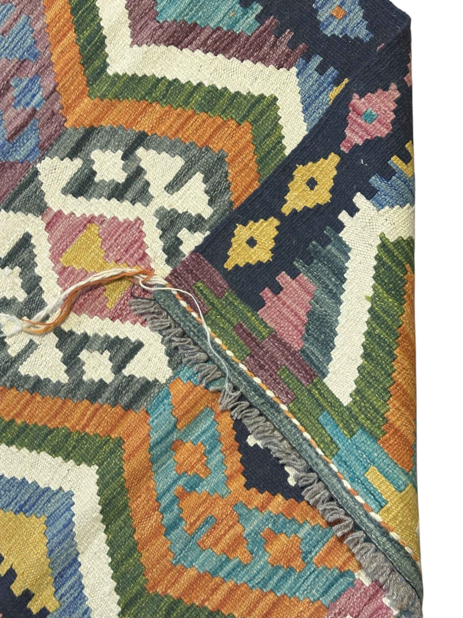 Hand-Woven Afghani Kilim Wool Rug 2'9" x 4'2"
