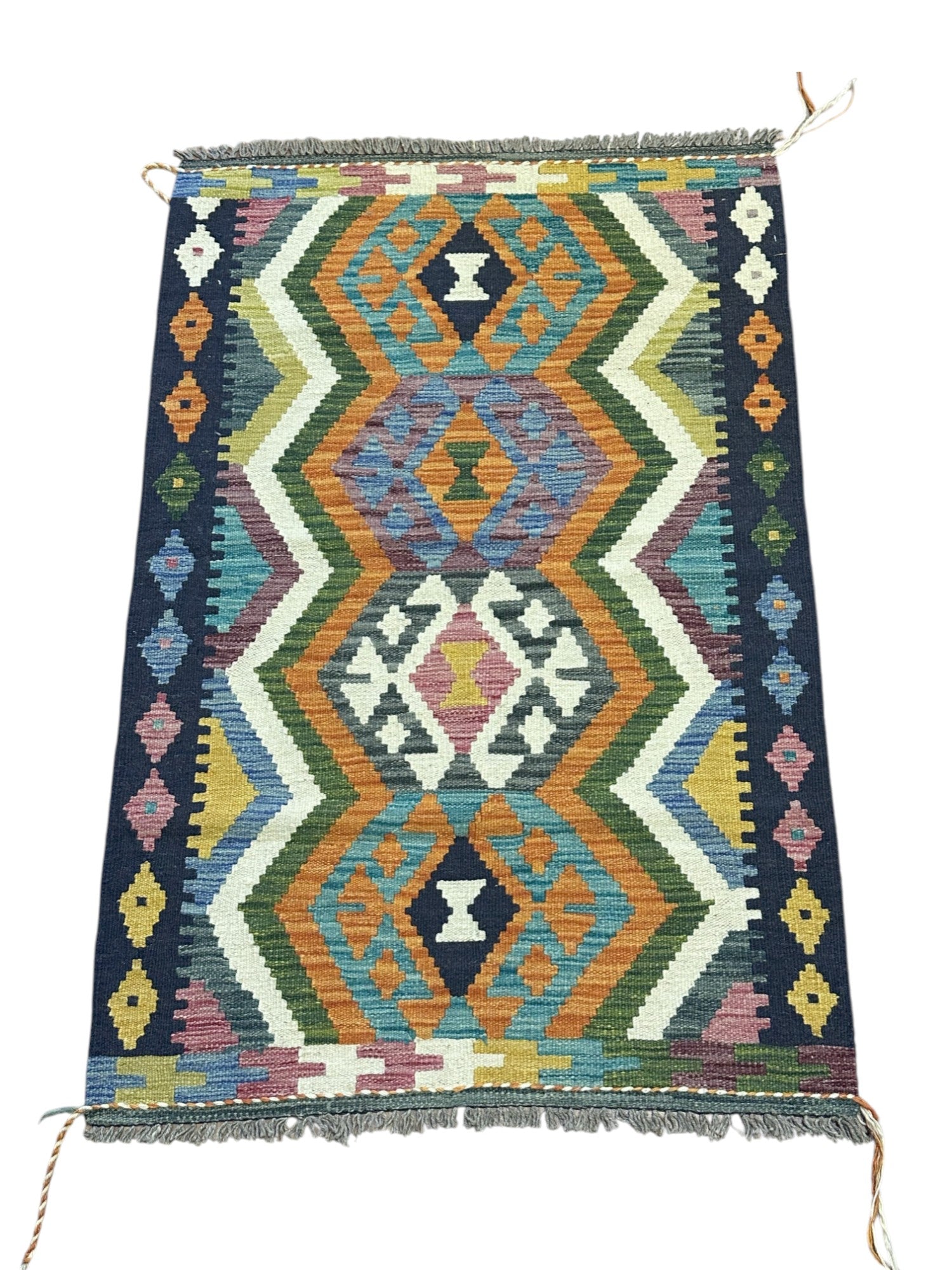 Hand-Woven Afghani Kilim Wool Rug 2'9" x 4'2"