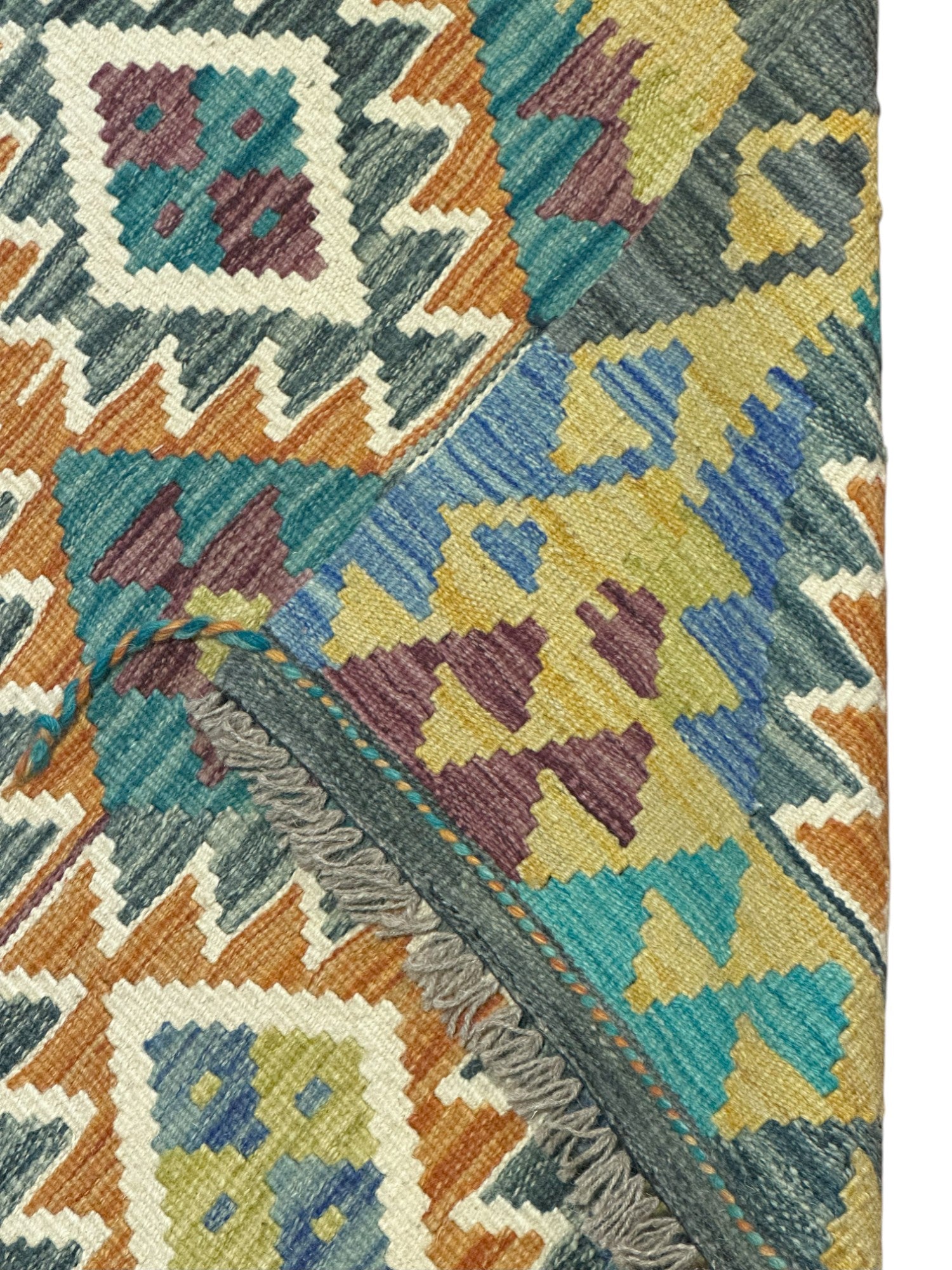 Hand-Woven Afghani Kilim Wool Rug 2'8" x 6'10"