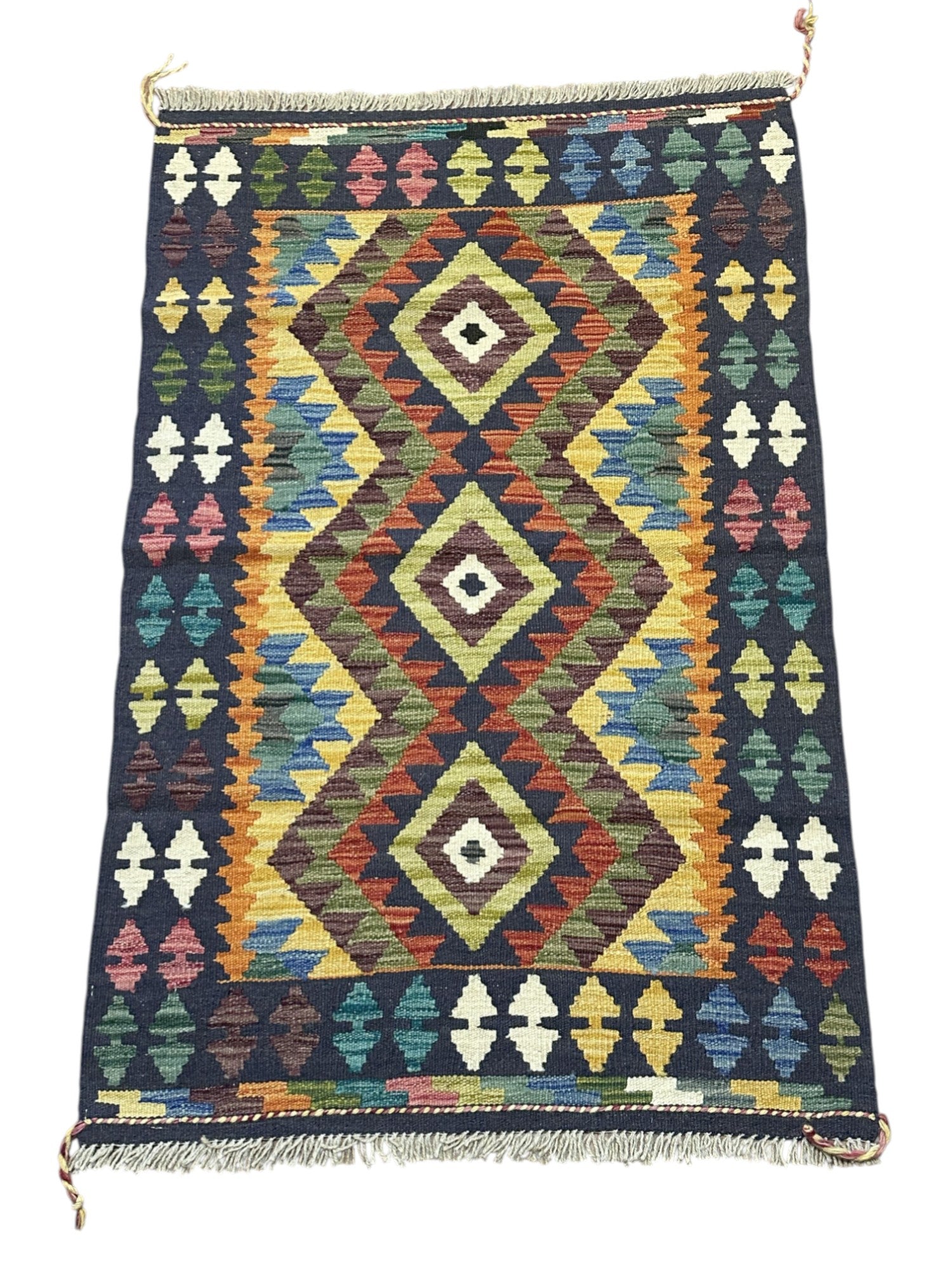 Hand-Woven Afghani Kilim Wool Rug 2'7" x 4'