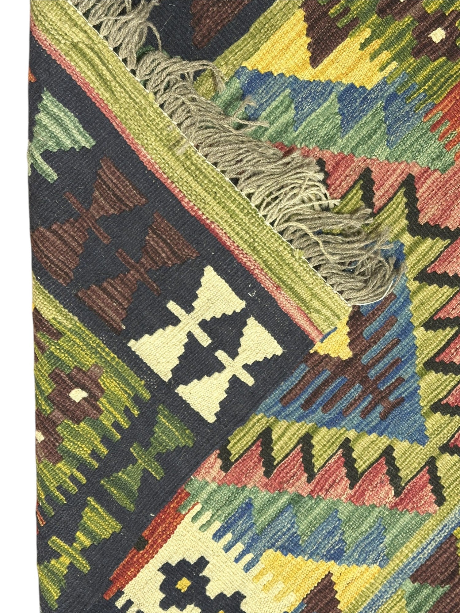 Hand-Woven Afghani Kilim Wool Rug 2'7" x 9'5"