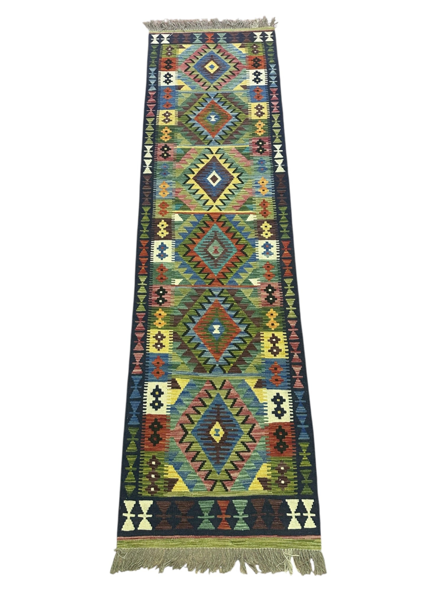 Hand-Woven Afghani Kilim Wool Rug 2'7" x 9'5"