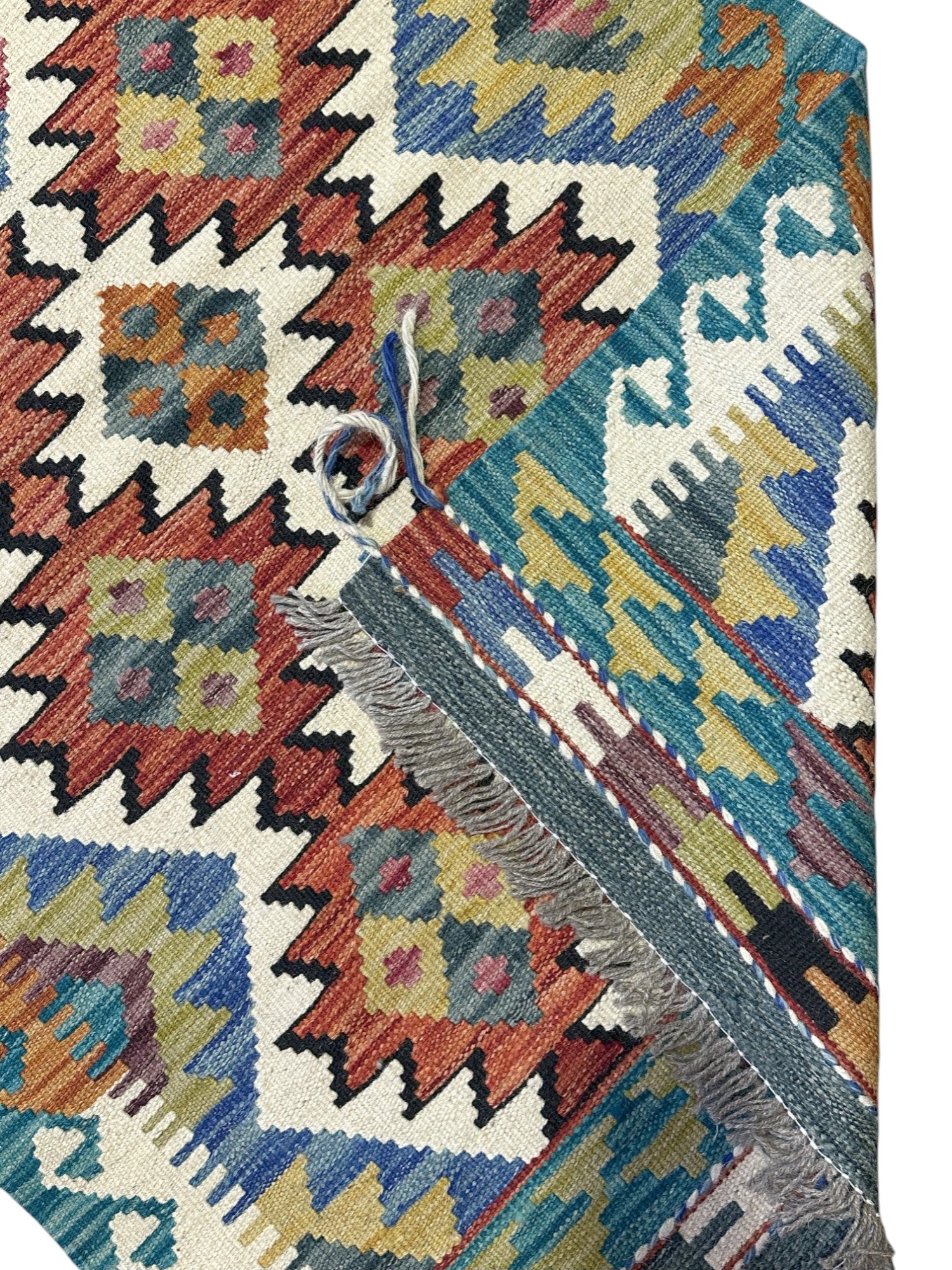 Hand-Woven Afghani Kilim Wool Rug 2'8" x 4'1"